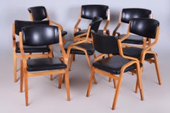 Set of Eight Restored Mid-Century Chairs, by Ludvik Volak, Maple, Czech, 1960s