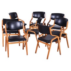 Set of Eight Restored Mid-Century Chairs, by Ludvik Volak, Maple, Czech, 1960s