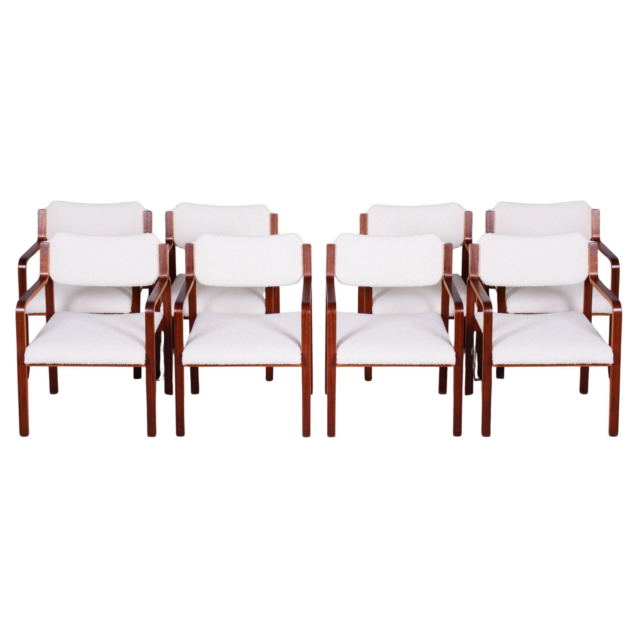 Set of Eight Restored MidCentury Chairs, by Ludvik Volak, Mahogany, Czech, 1960s