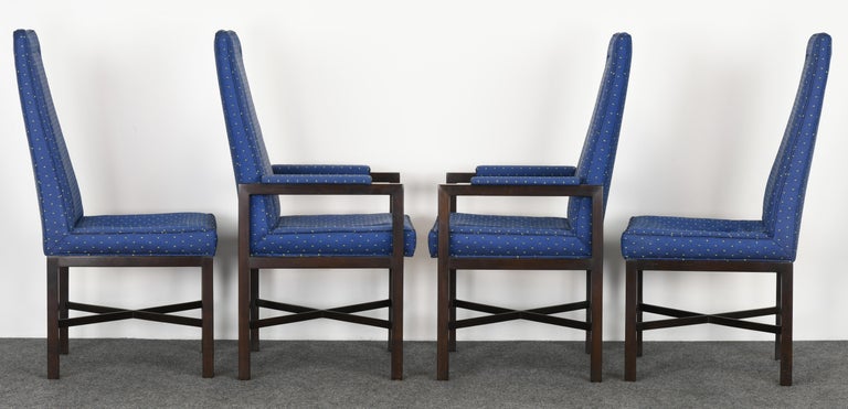 Upholstery Set of Eight Roger Sprunger for Dunbar Dining Chairs, 1960s For Sale