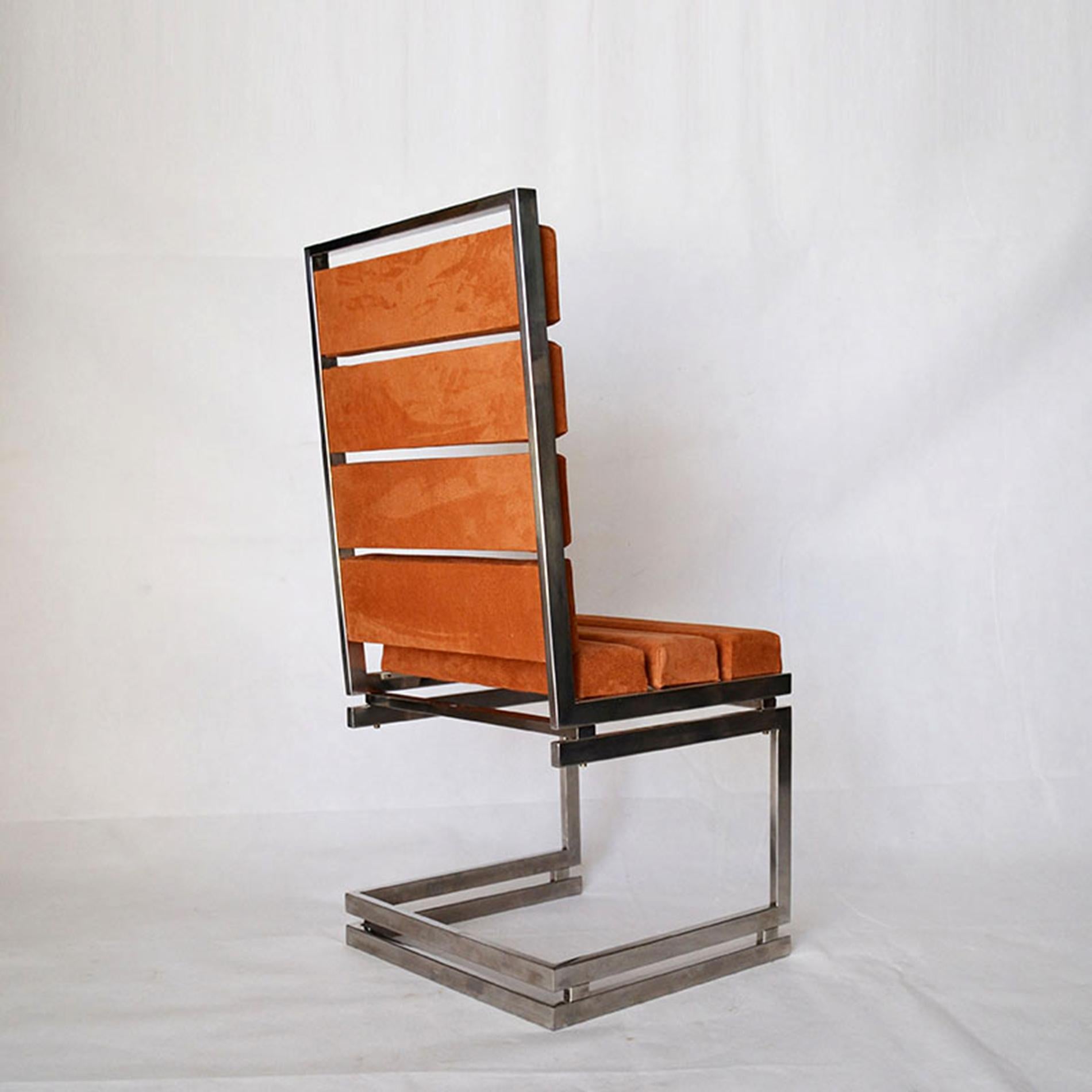 Italian Set of Eight Romeo Rega Chairs in Steel and Pekari Leather, 1972, Italy For Sale
