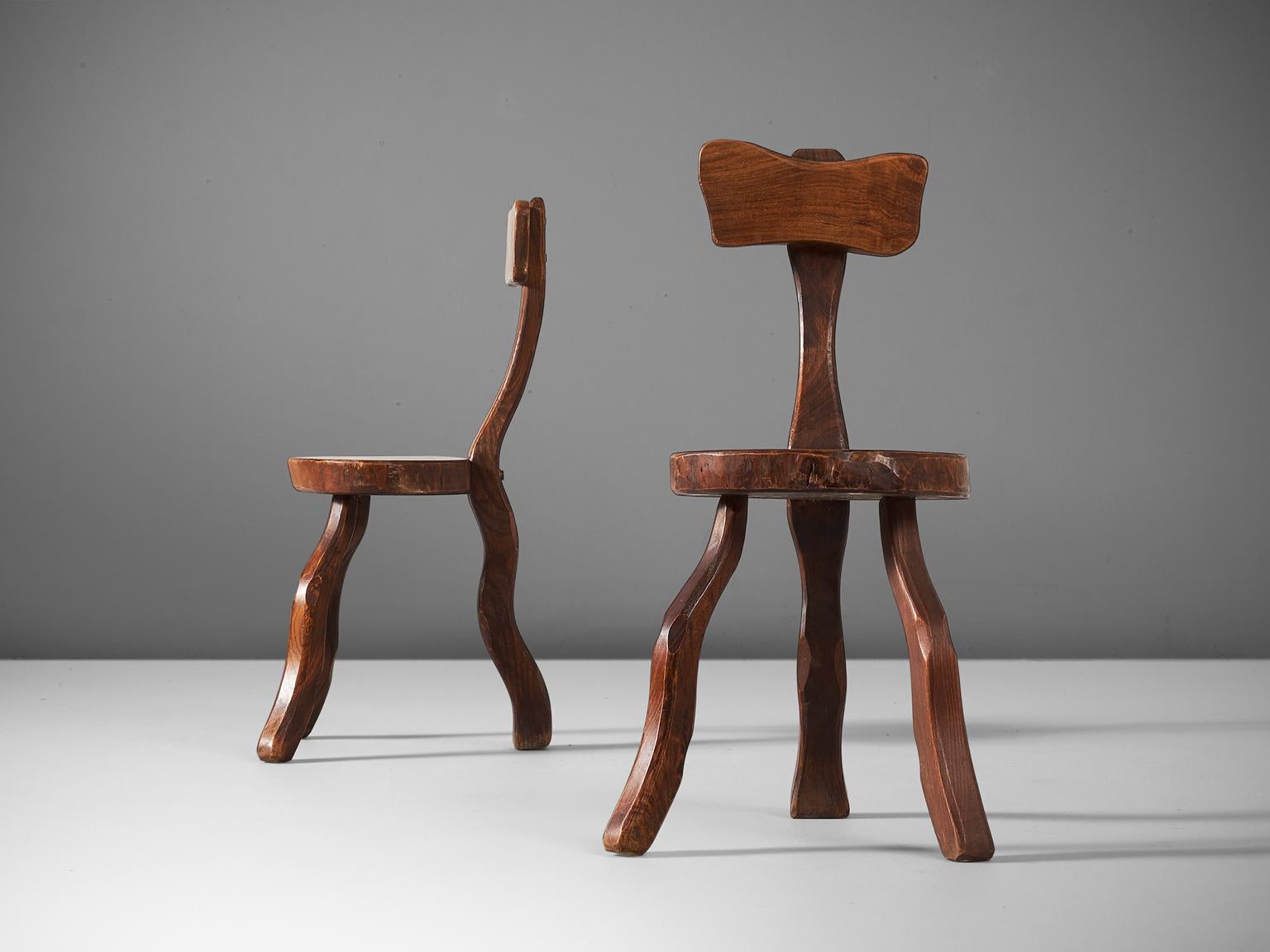 Set of Eight Root Chairs in Solid Elm In Good Condition In Waalwijk, NL