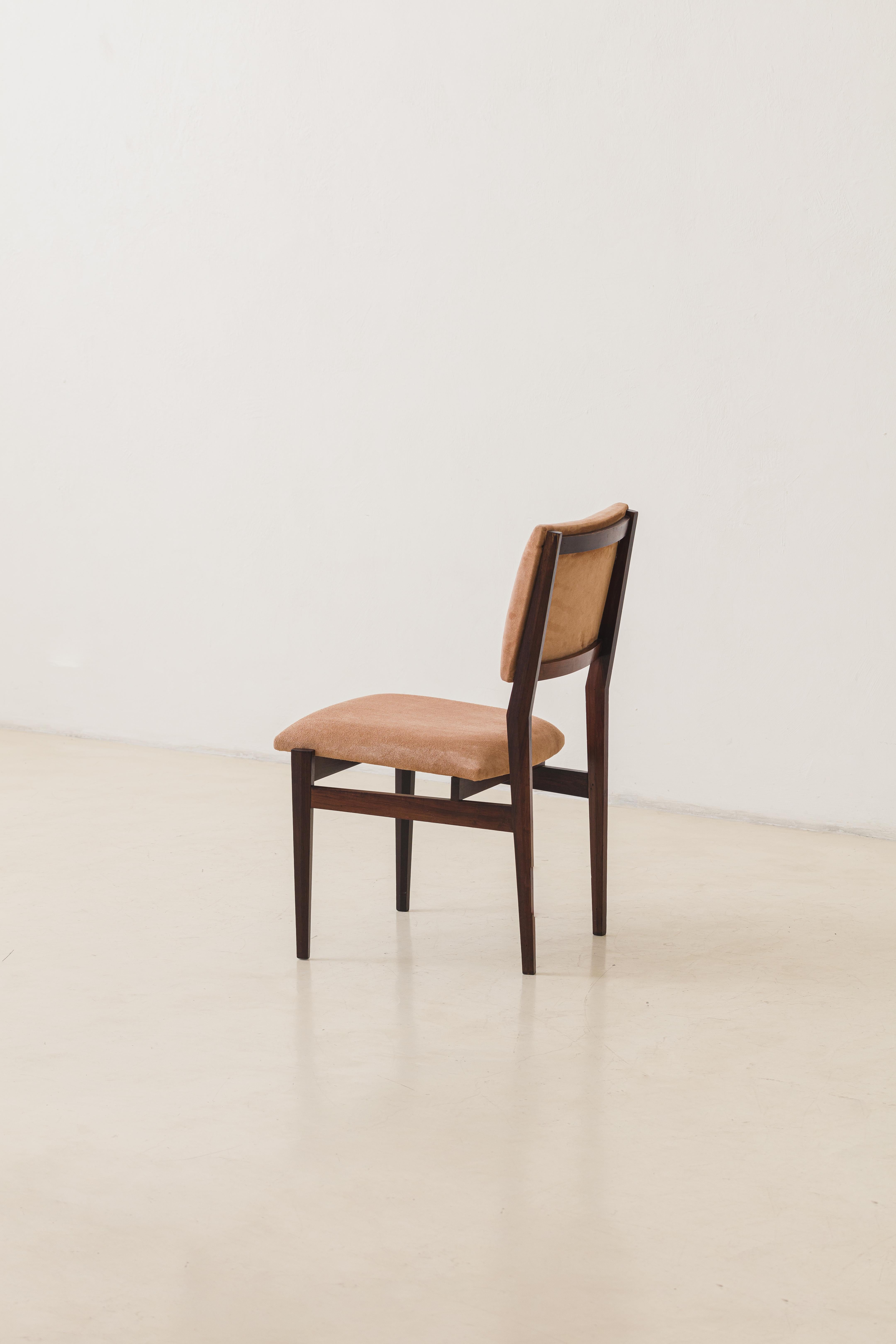 Mid-Century Modern Set of Eight Rosewood Dining Chairs, Brazilian Midcentury Design, 1960s For Sale