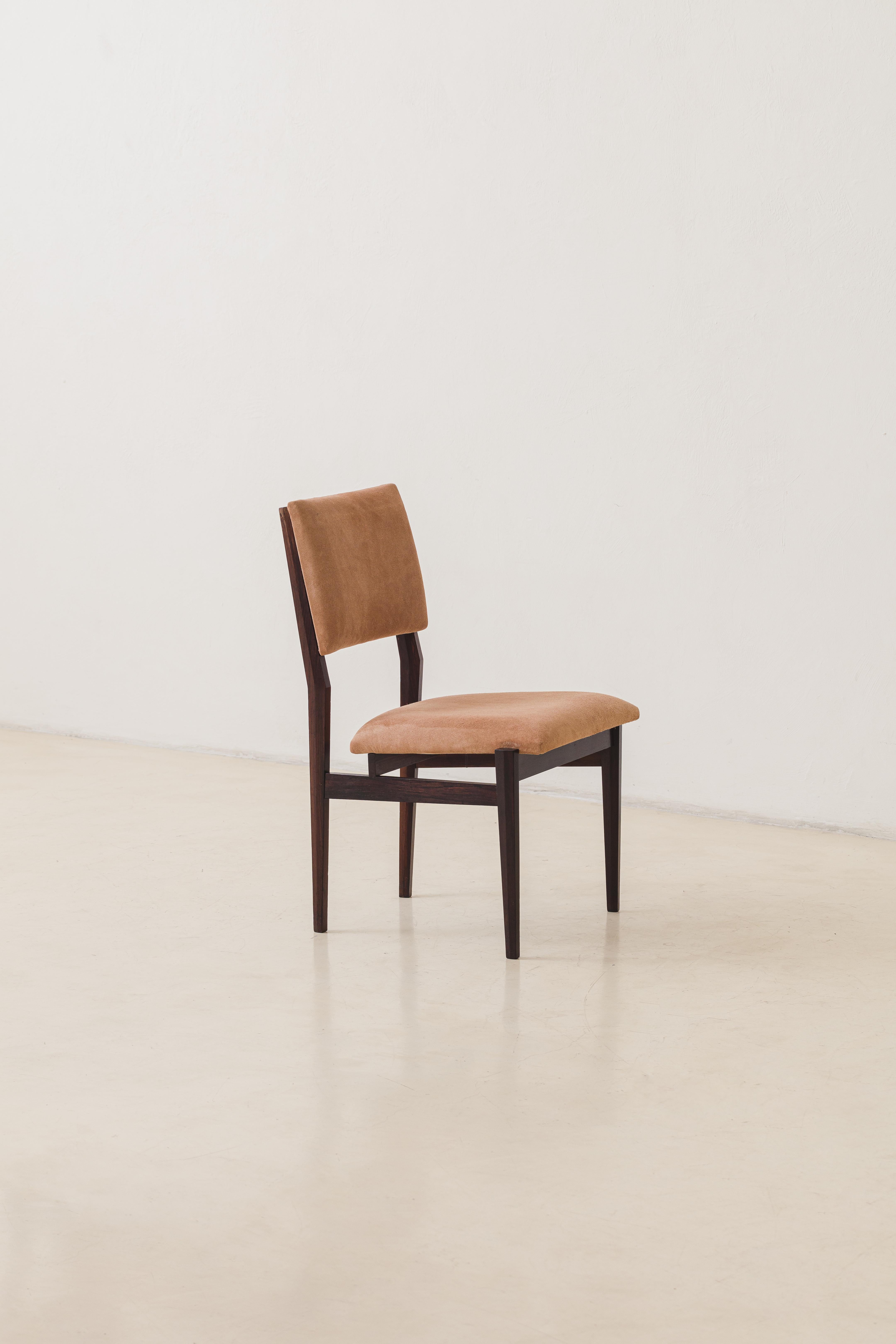 Mid-20th Century Set of Eight Rosewood Dining Chairs, Brazilian Midcentury Design, 1960s For Sale