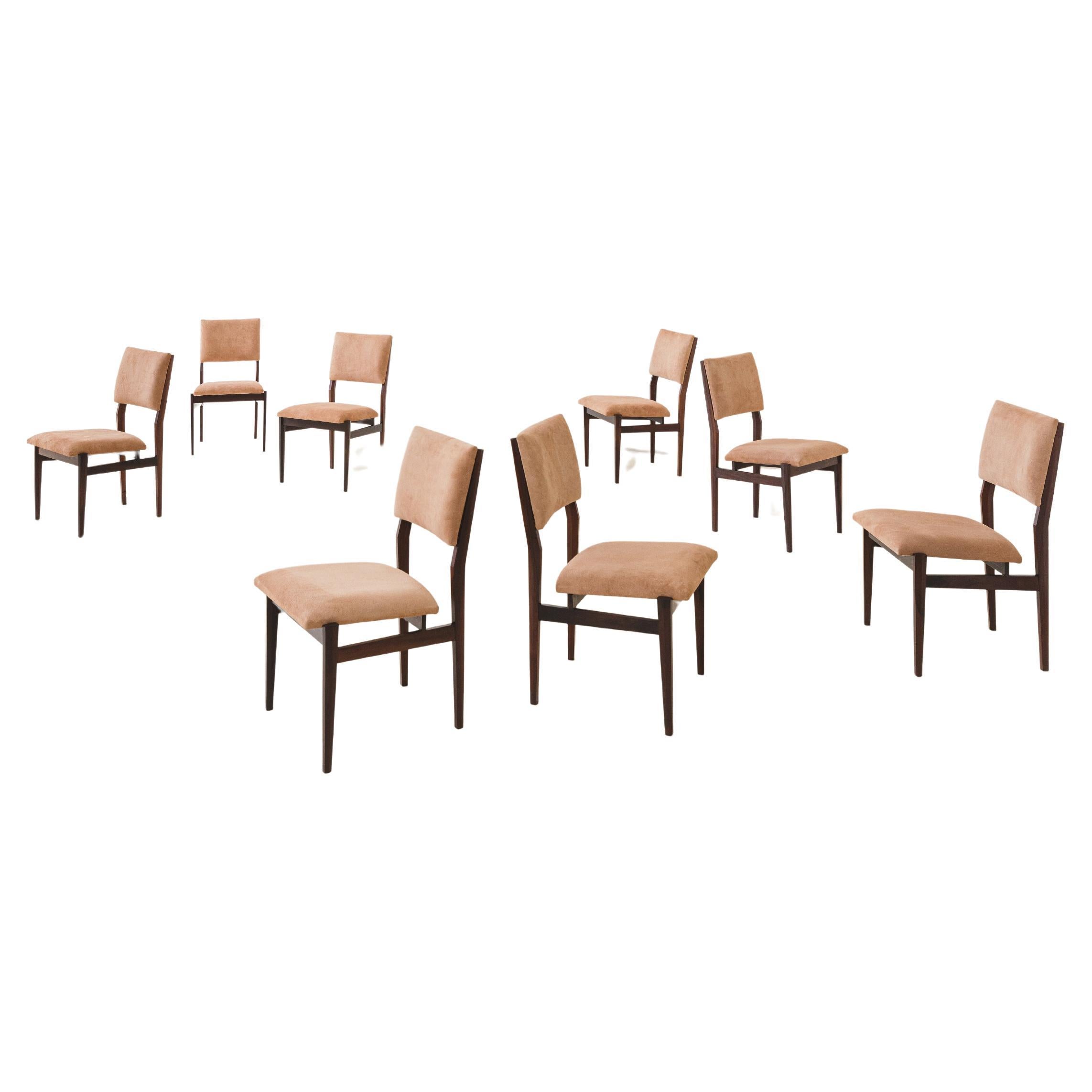 Set of Eight Rosewood Dining Chairs, Brazilian Midcentury Design, 1960s For Sale