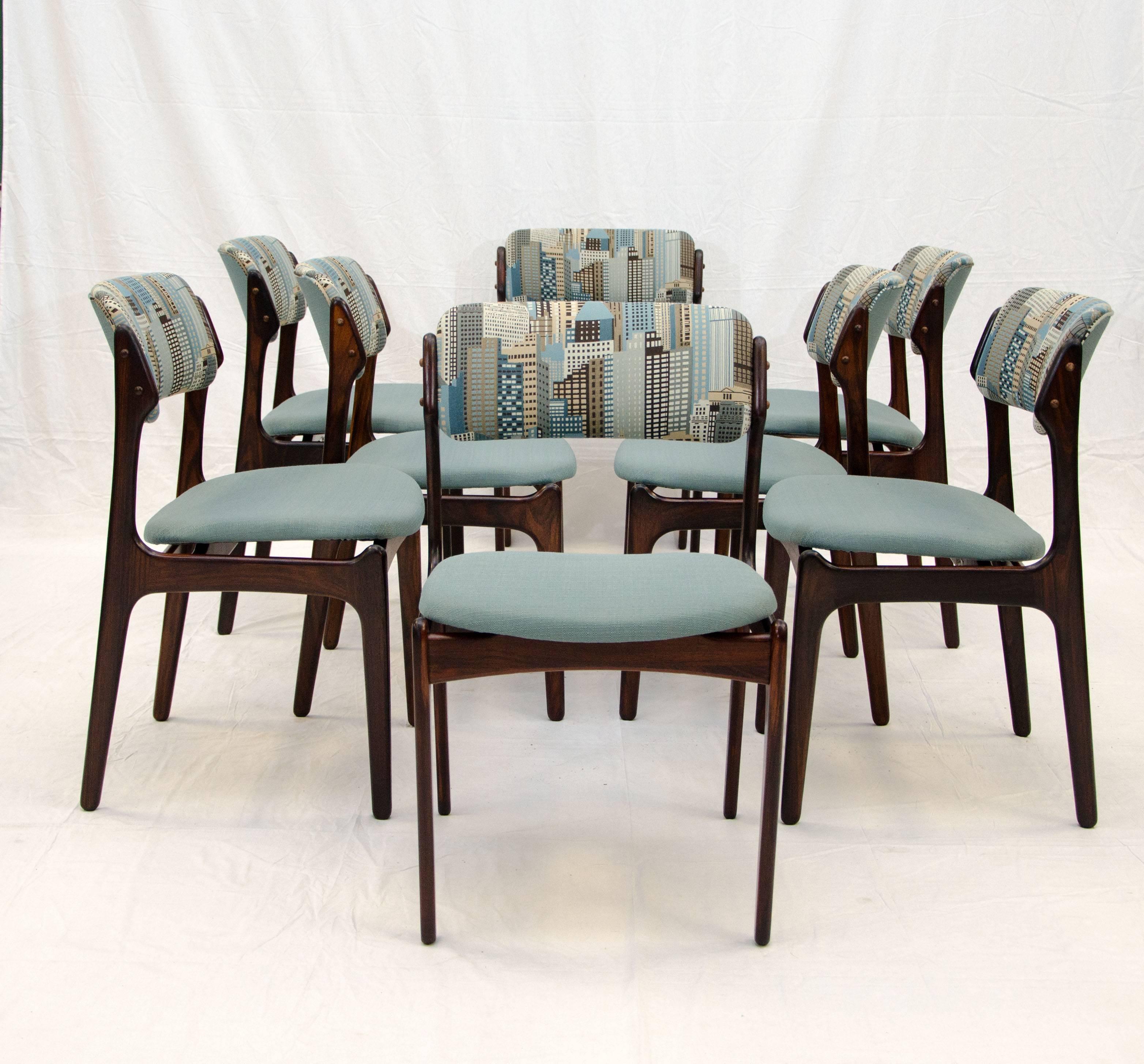 20th Century Set of Eight Rosewood Dining Chairs by Erik Buck For Sale
