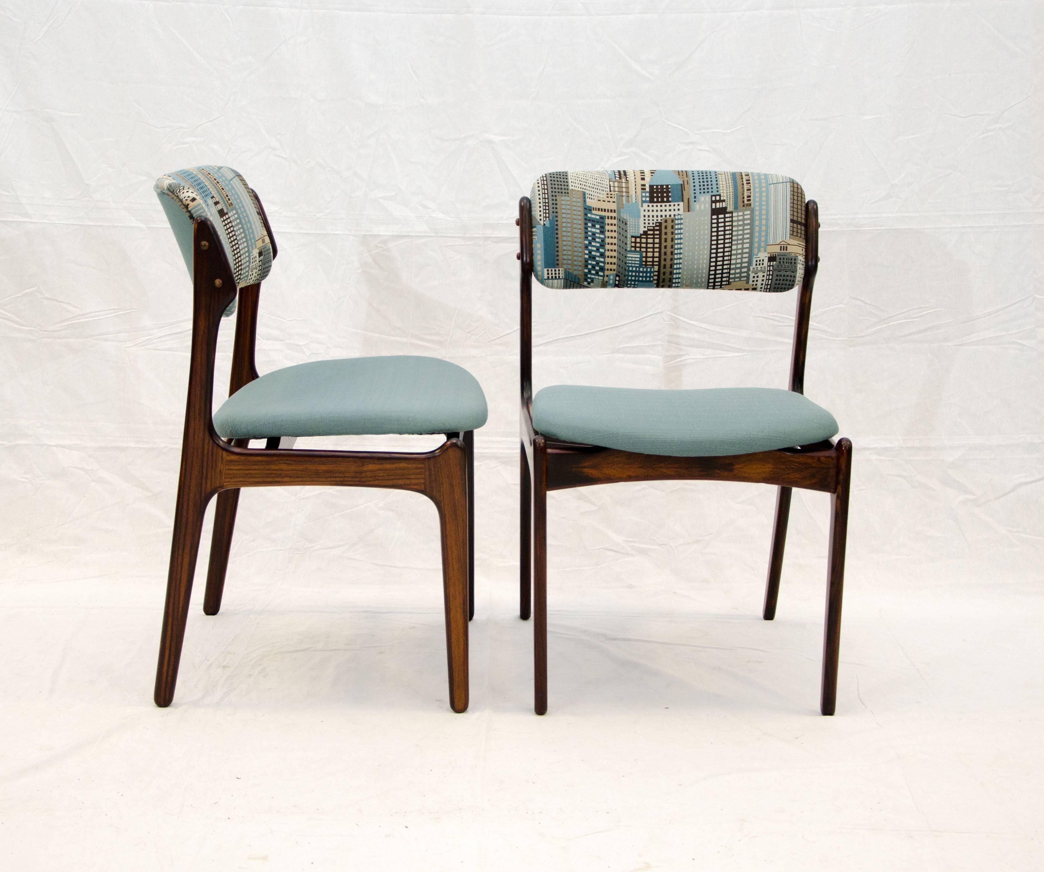 Set of Eight Rosewood Dining Chairs by Erik Buck For Sale 2