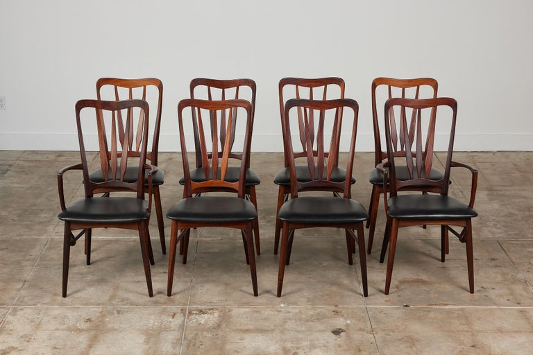Mid-Century Modern Set of Eight Rosewood Dining Chairs by Niels Koefoed for Koefoeds Hornslet For Sale