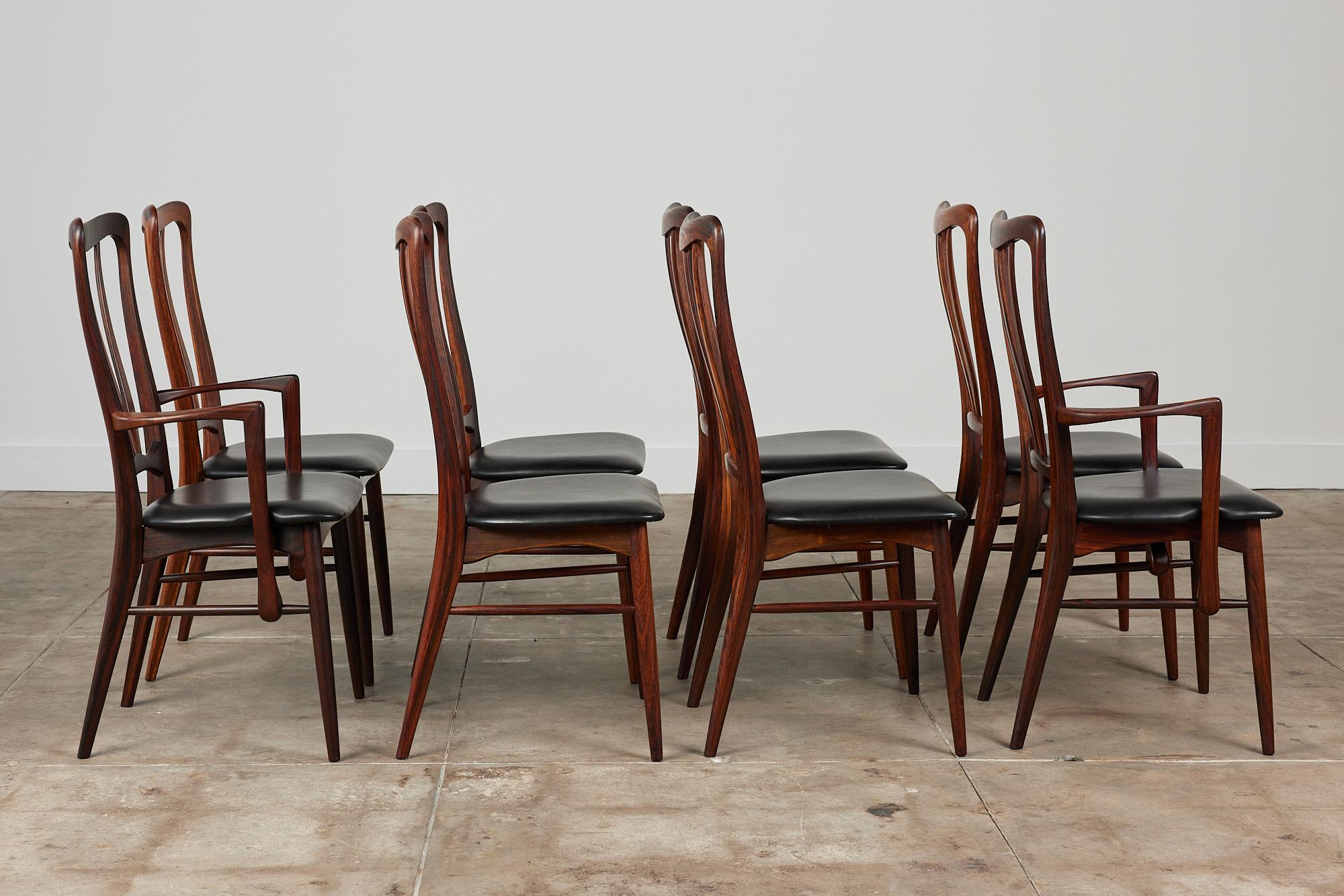 Danish Set of Eight Rosewood Dining Chairs by Niels Koefoed for Koefoeds Hornslet
