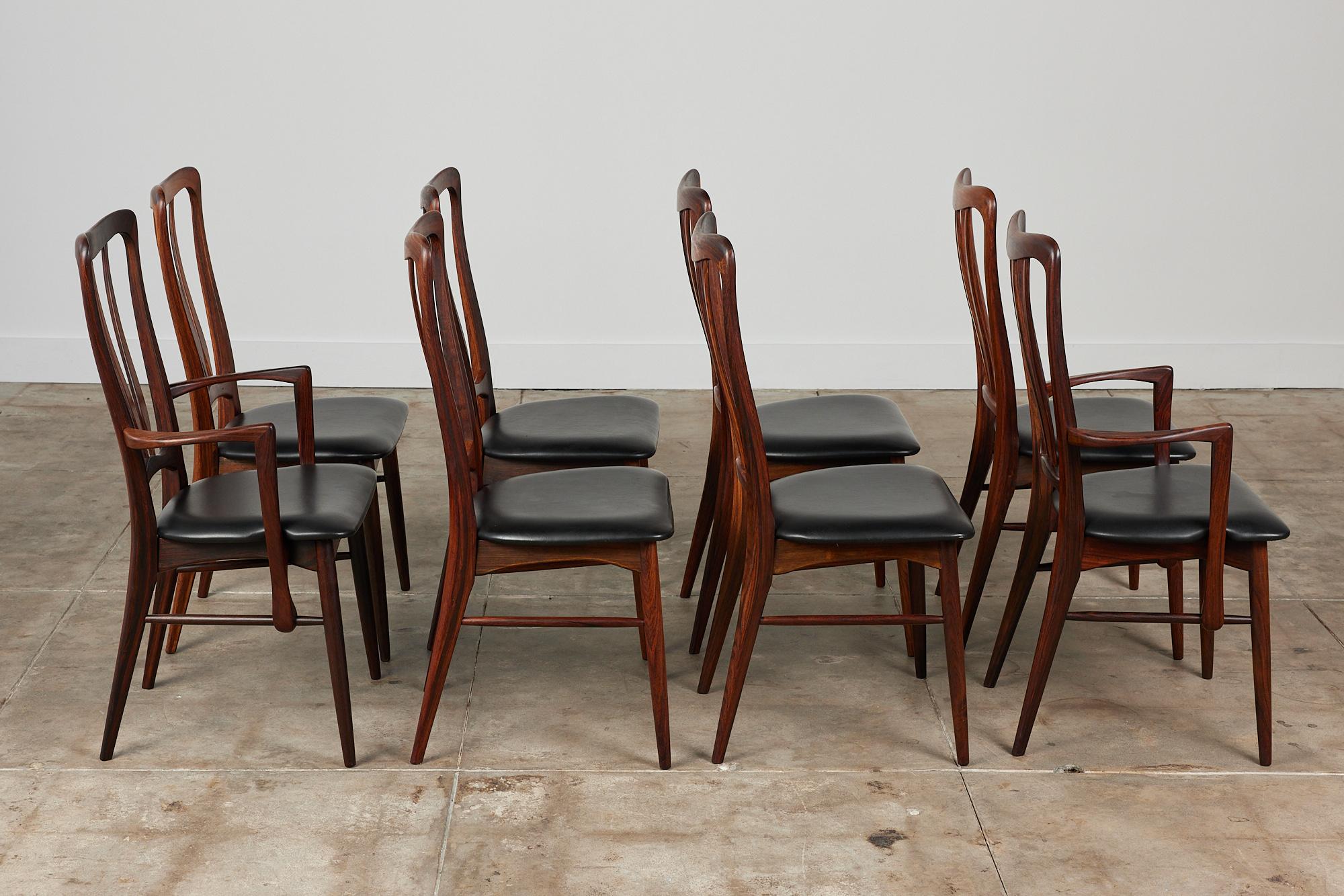 Set of Eight Rosewood Dining Chairs by Niels Koefoed for Koefoeds Hornslet In Excellent Condition In Los Angeles, CA