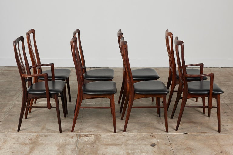 Set of Eight Rosewood Dining Chairs by Niels Koefoed for Koefoeds Hornslet In Excellent Condition For Sale In Los Angeles, CA
