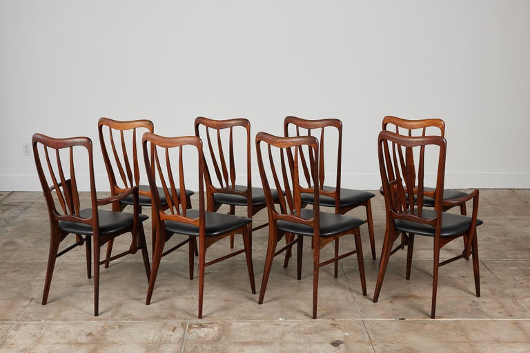 Mid-20th Century Set of Eight Rosewood Dining Chairs by Niels Koefoed for Koefoeds Hornslet For Sale