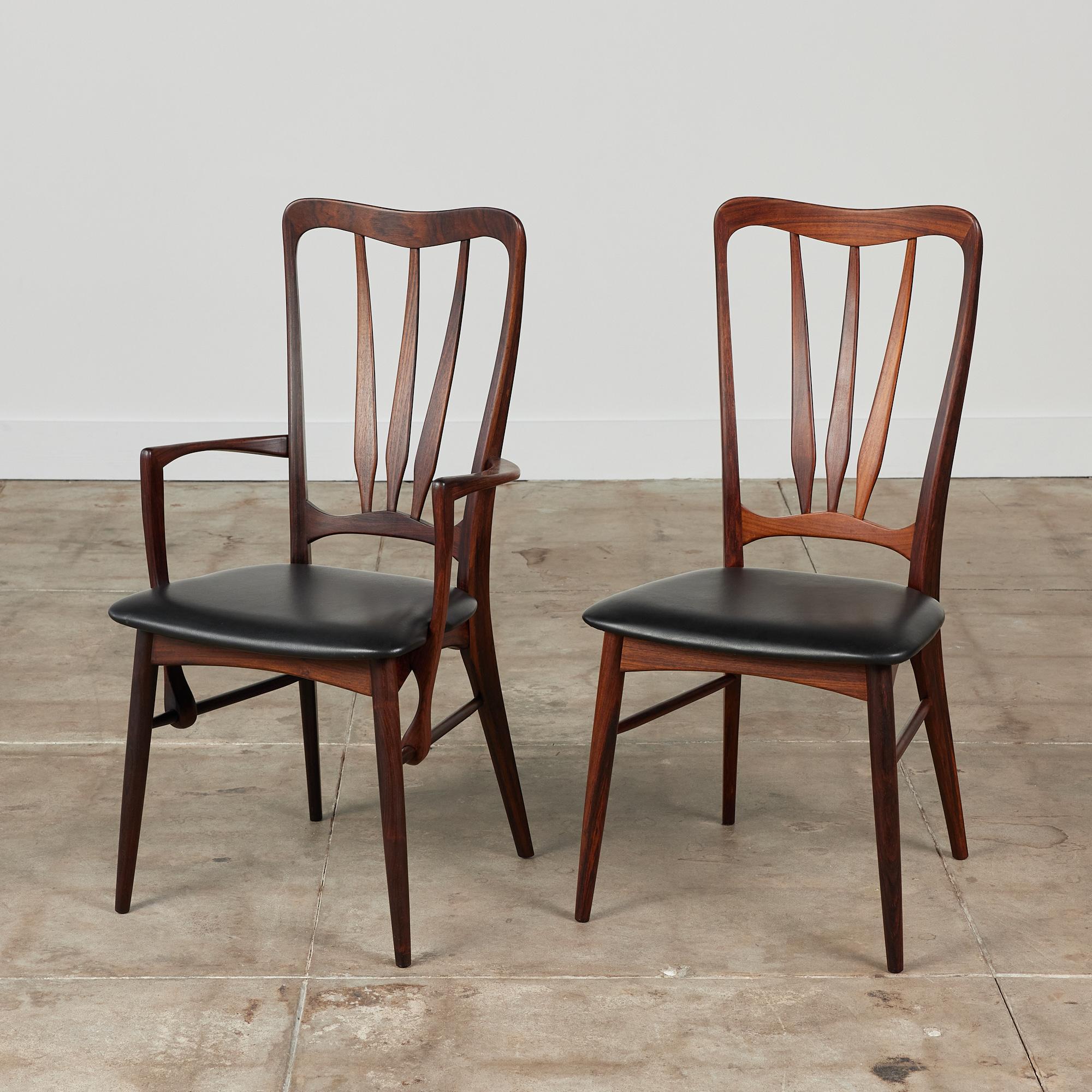 Naugahyde Set of Eight Rosewood Dining Chairs by Niels Koefoed for Koefoeds Hornslet