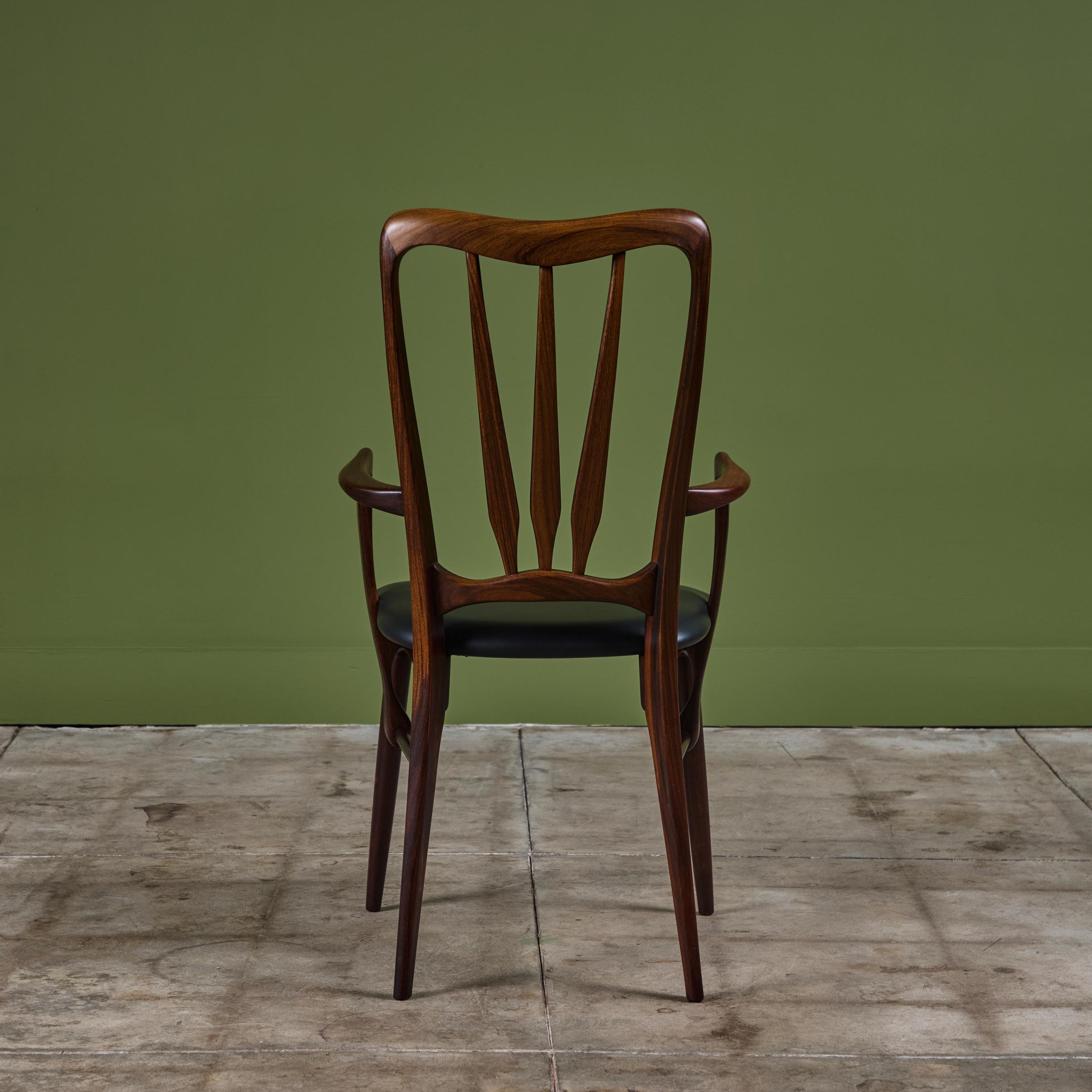 Naugahyde Set of Eight Rosewood Dining Chairs by Niels Koefoed for Koefoeds Hornslet