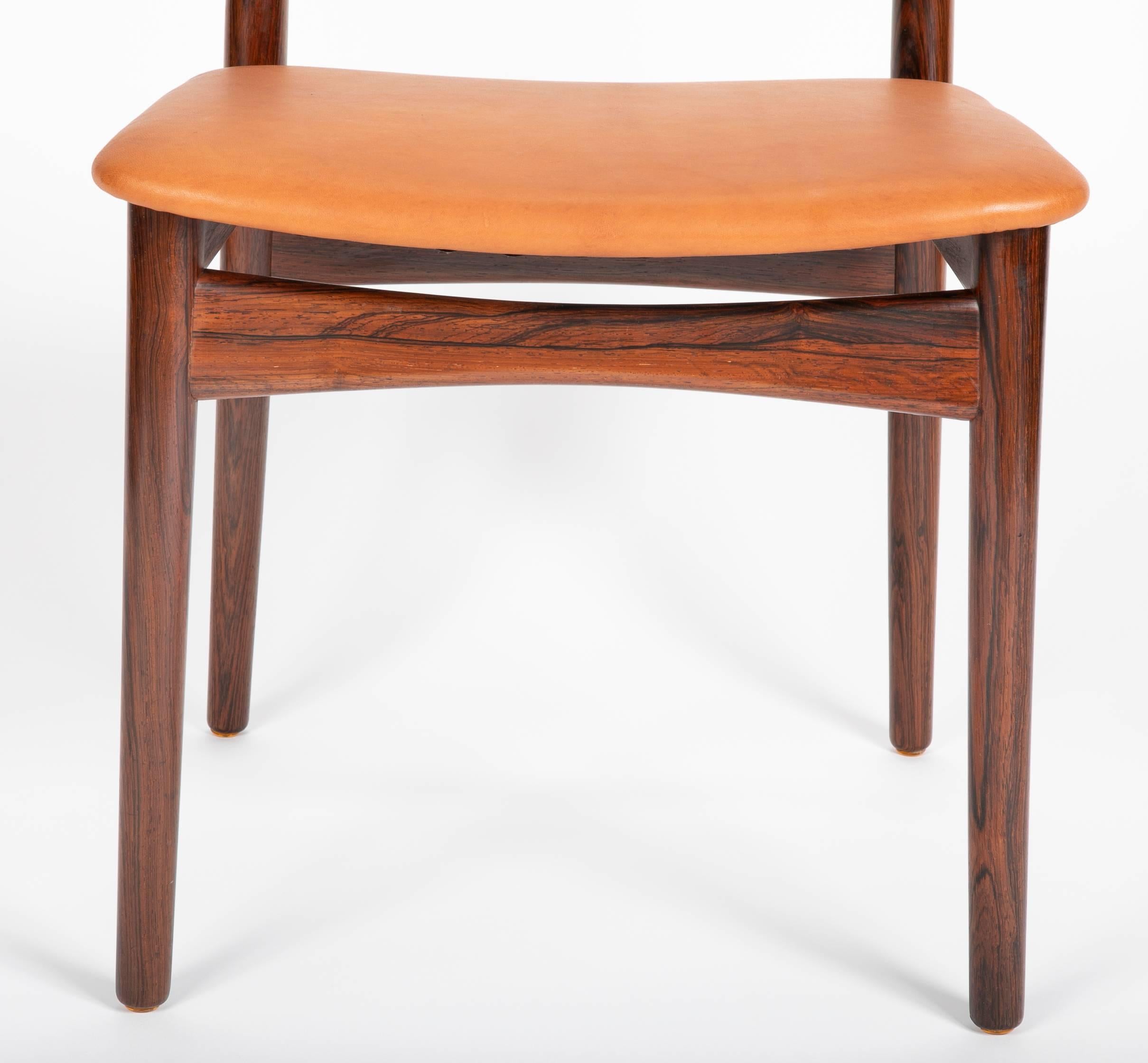 Danish Set of Eight Rosewood Dining Chairs Designed by Eric Worts