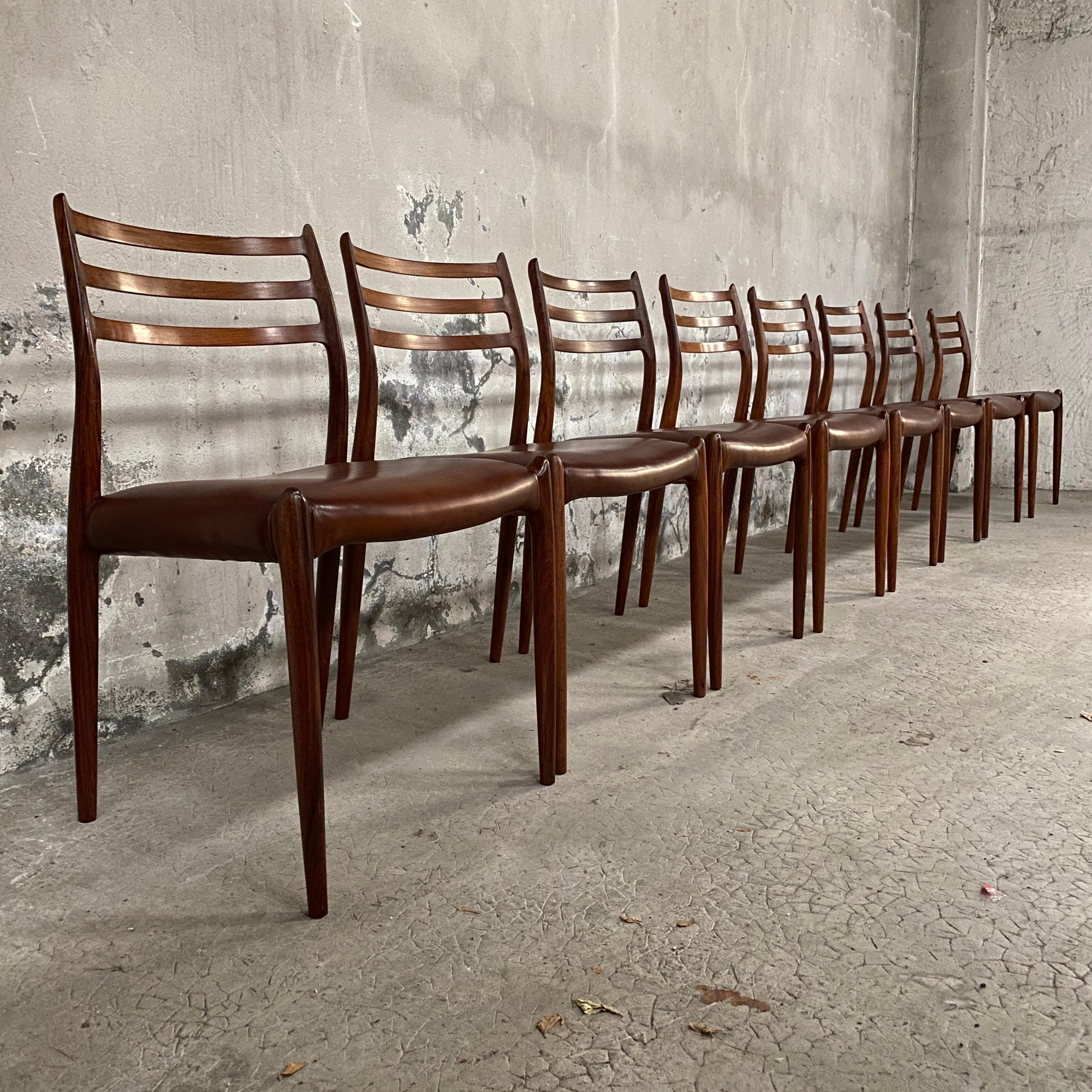 Set of Eight Rosewood Dining Chairs Designed by Niels O. Moller for J.L. Moller 5