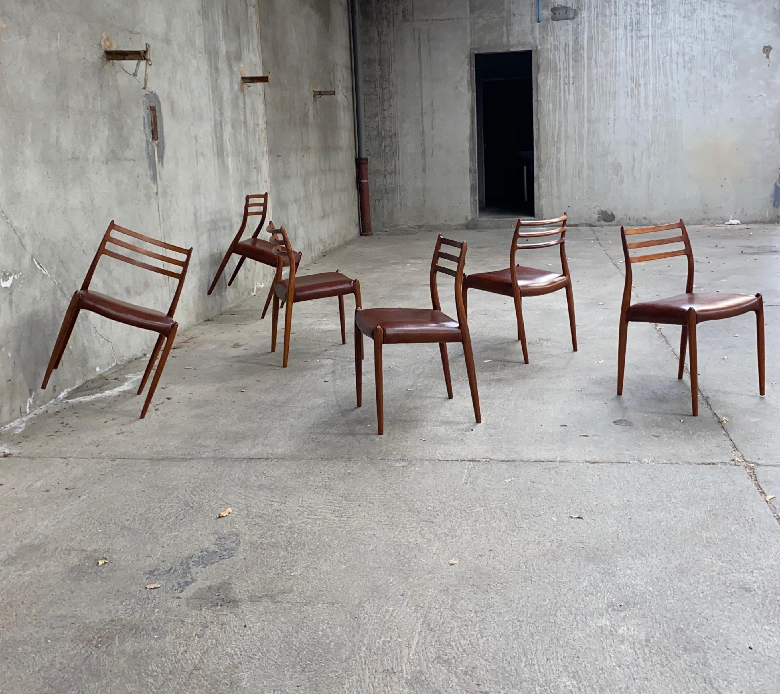 Set of Eight Rosewood Dining Chairs Designed by Niels O. Moller for J.L. Moller 1
