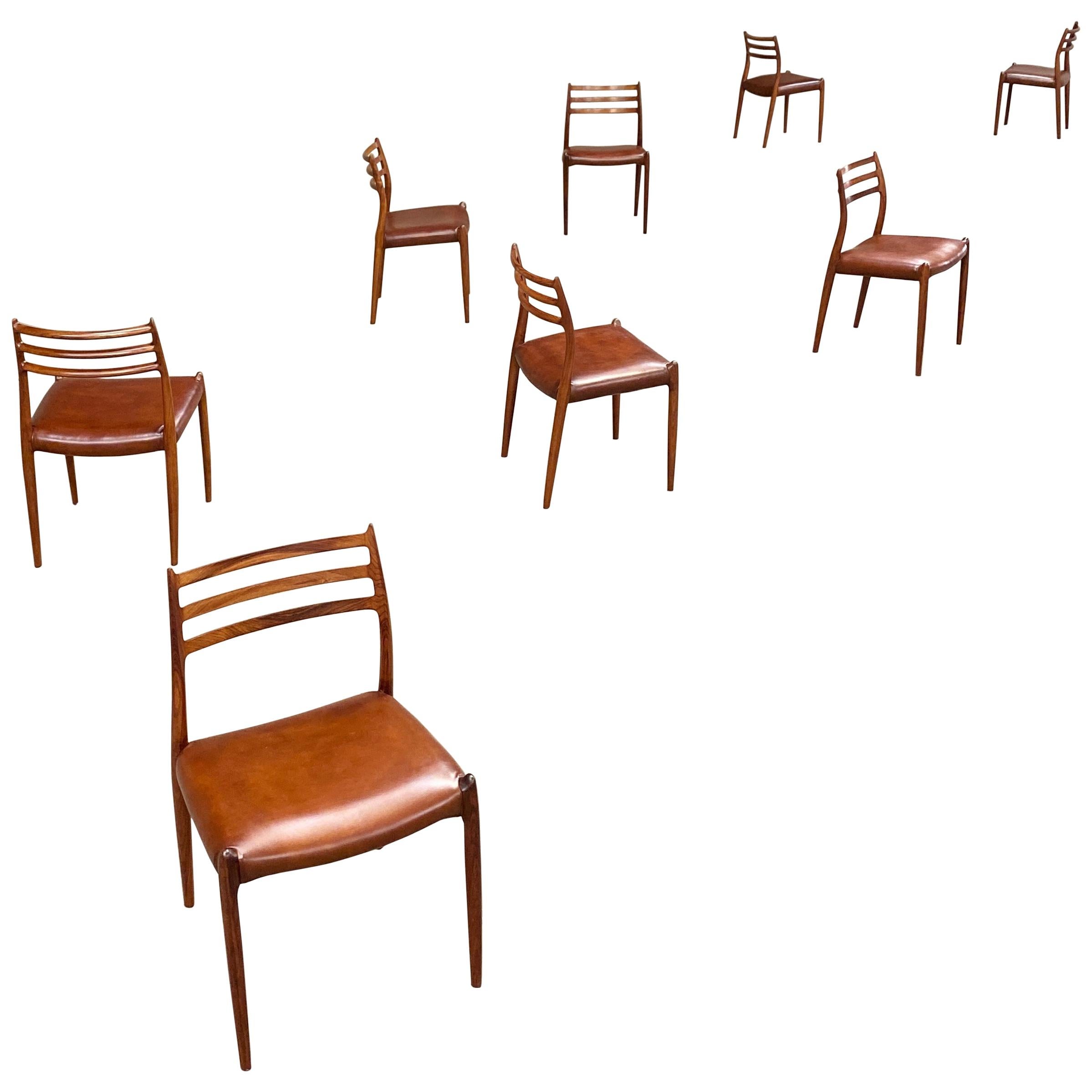 Set of Eight Rosewood Dining Chairs Designed by Niels O. Moller for J.L. Moller
