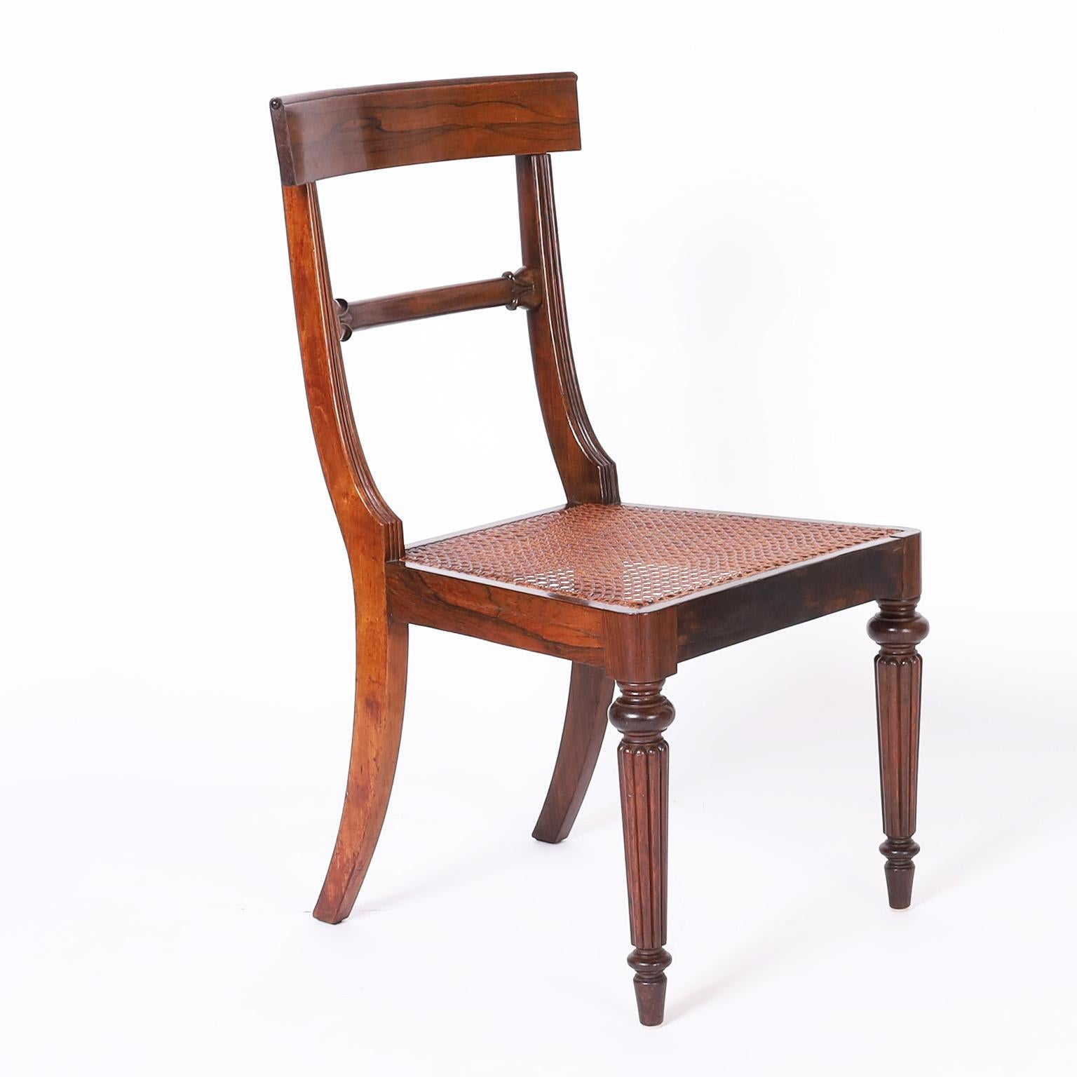 British Colonial Set of Eight Rosewood Dining Chairs
