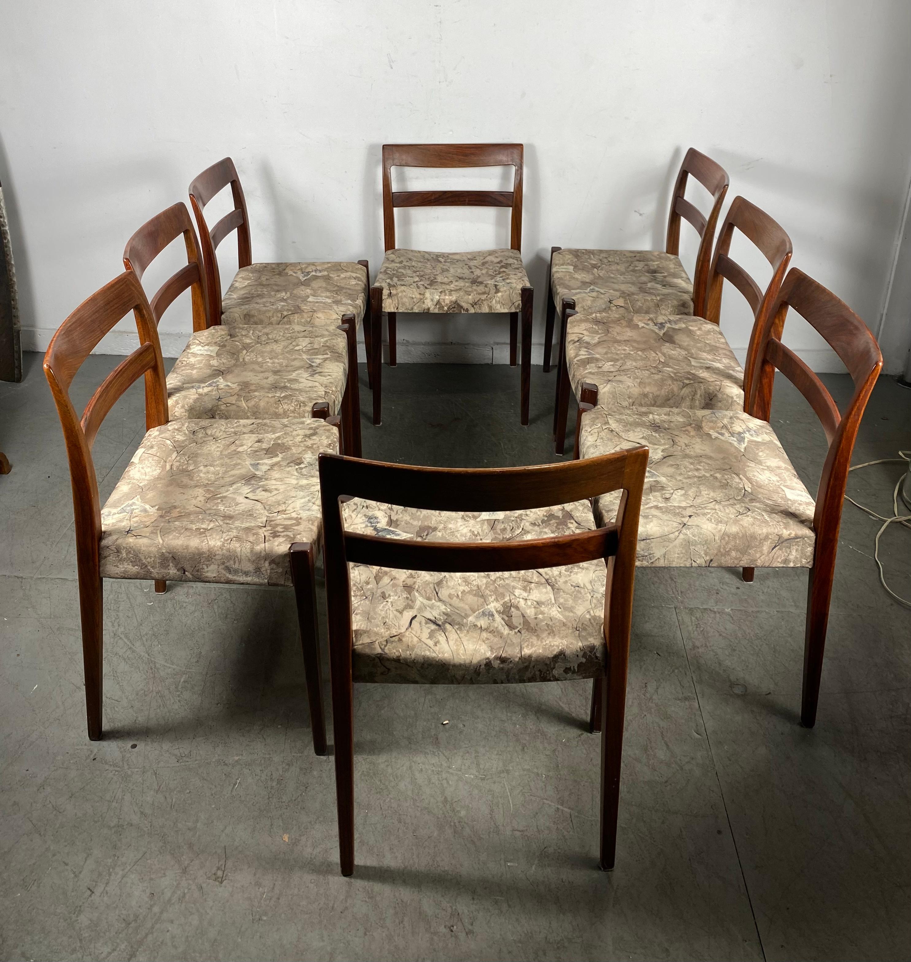 Scandinavian Modern Set of Eight Rosewood Dining Chairs Nils Jonsson for Troeds, Bjärnum