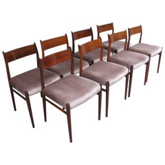 Set of Eight Rosewood Midcentury Danish Model 418 Dining Chairs by Arne Vodder
