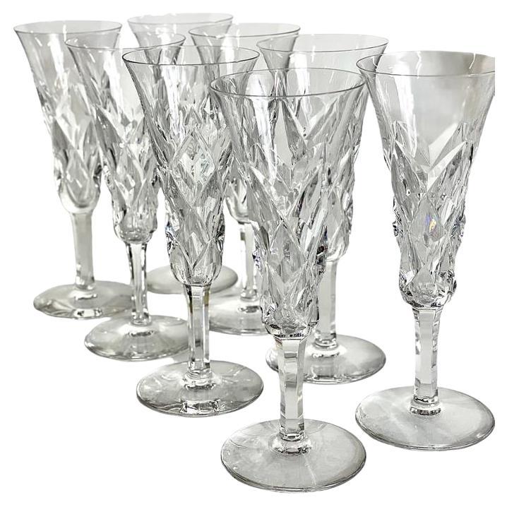 Set of Eight Saint Louis 'Adour' Series Crystal Champagne Flutes For Sale