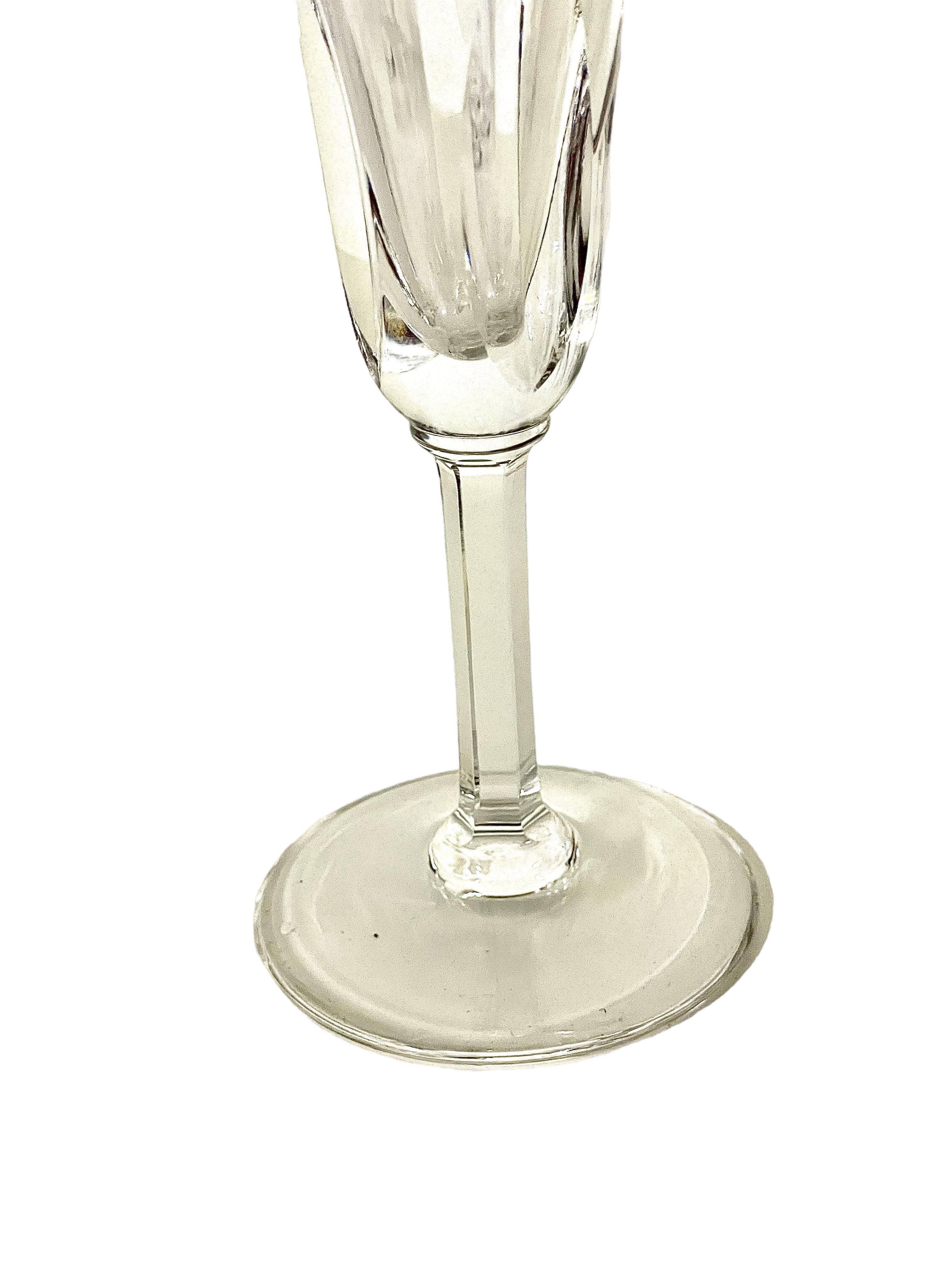 French Set of Eight Saint-Louis Crystal Champagne Flûtes  For Sale