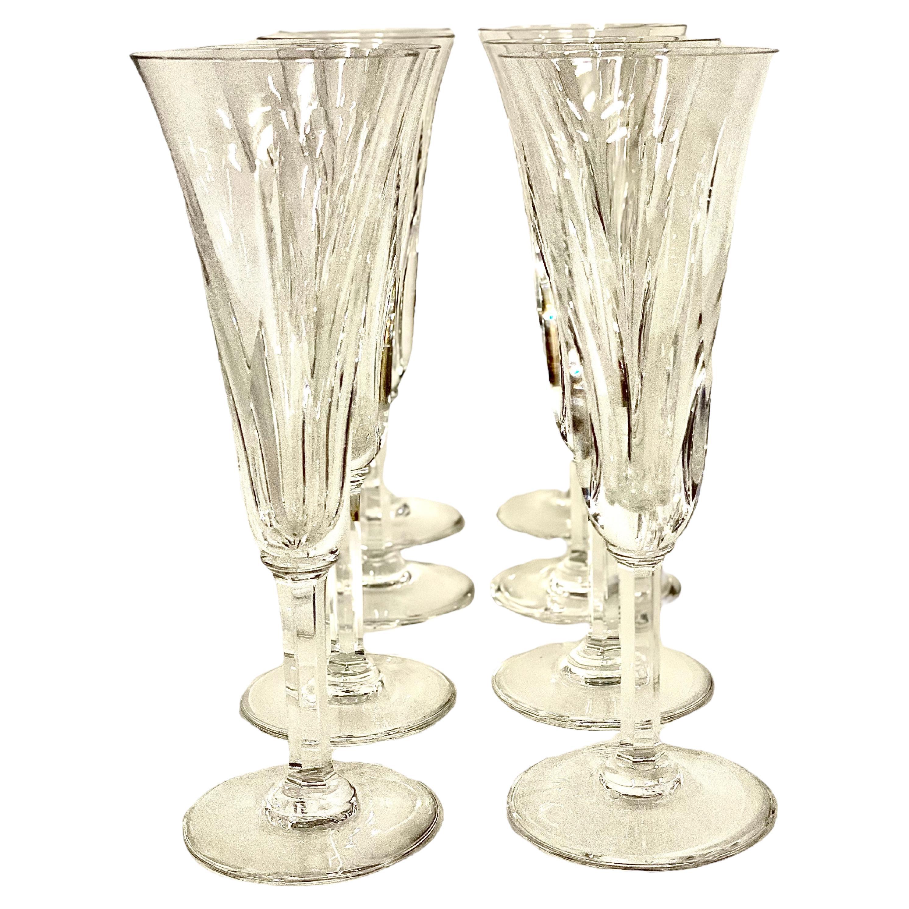 Set of Eight Saint-Louis Crystal Champagne Flûtes  For Sale