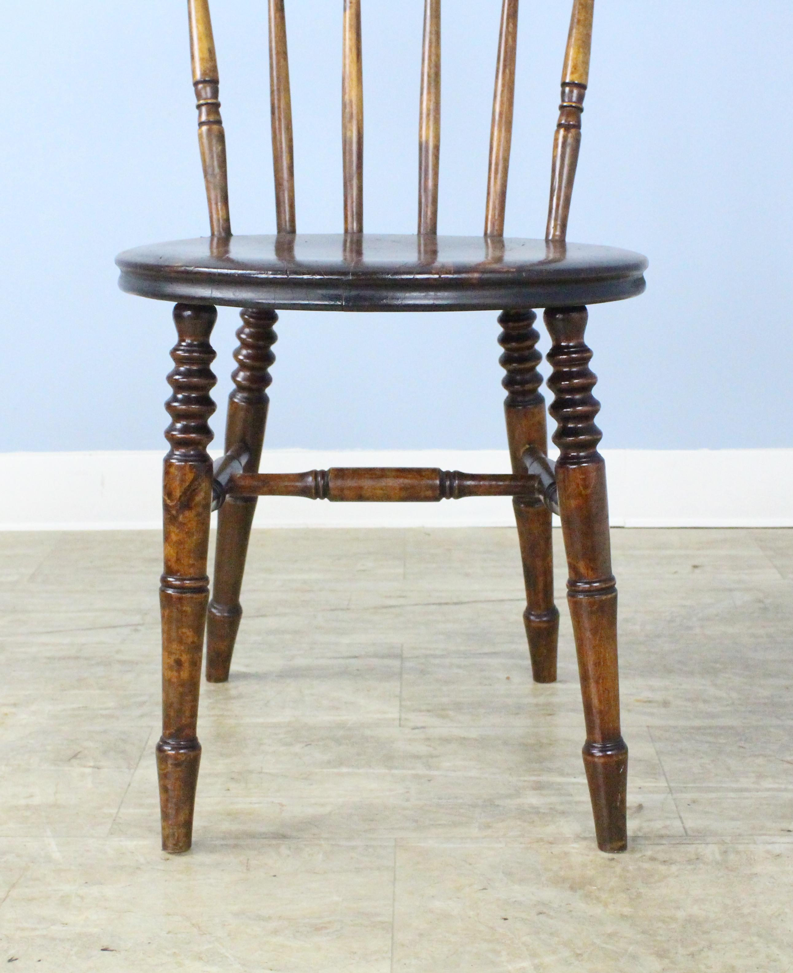Set of Eight Scottish Fruitwood Penny Round Kitchen Chairs 6