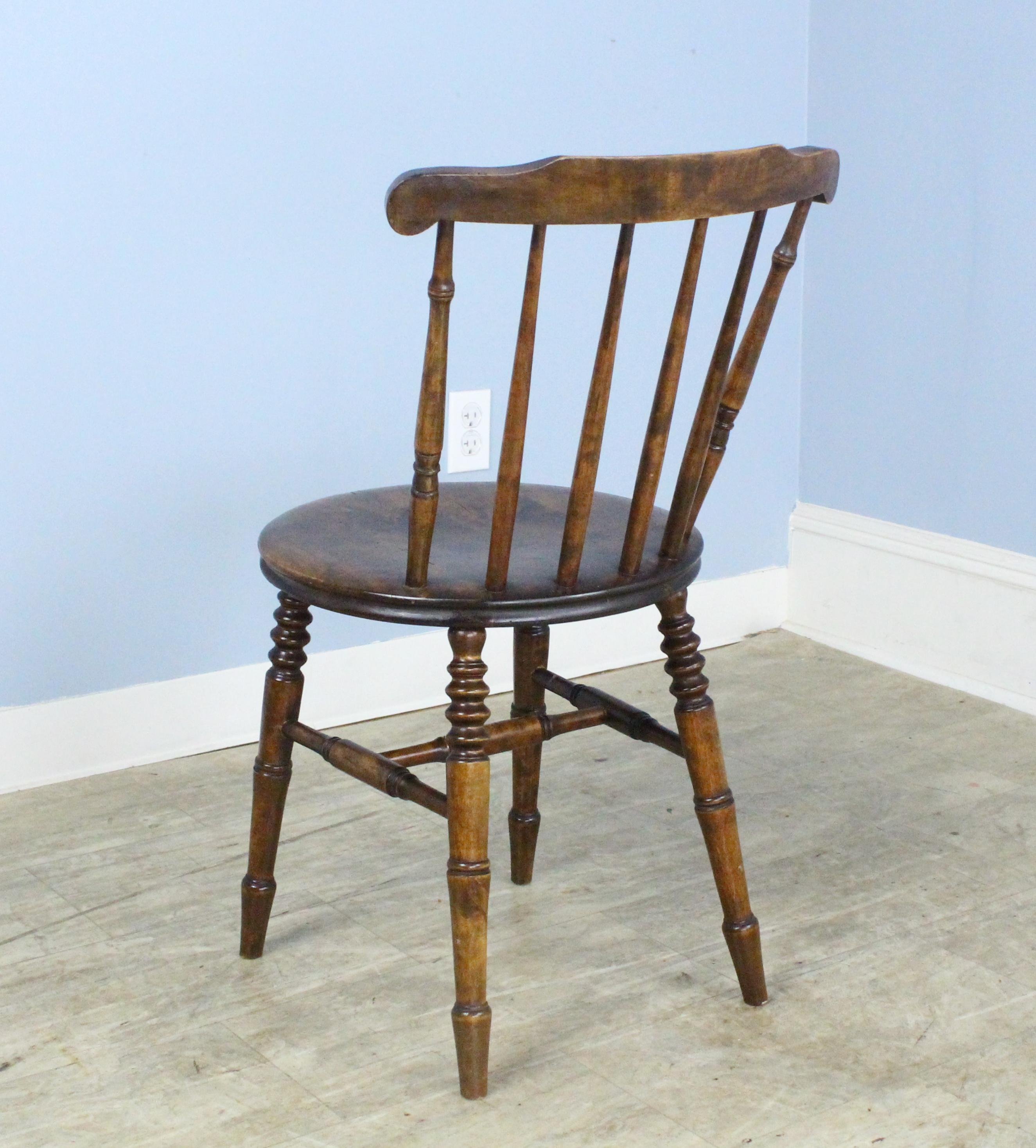 Set of Eight Scottish Fruitwood Penny Round Kitchen Chairs In Good Condition In Port Chester, NY