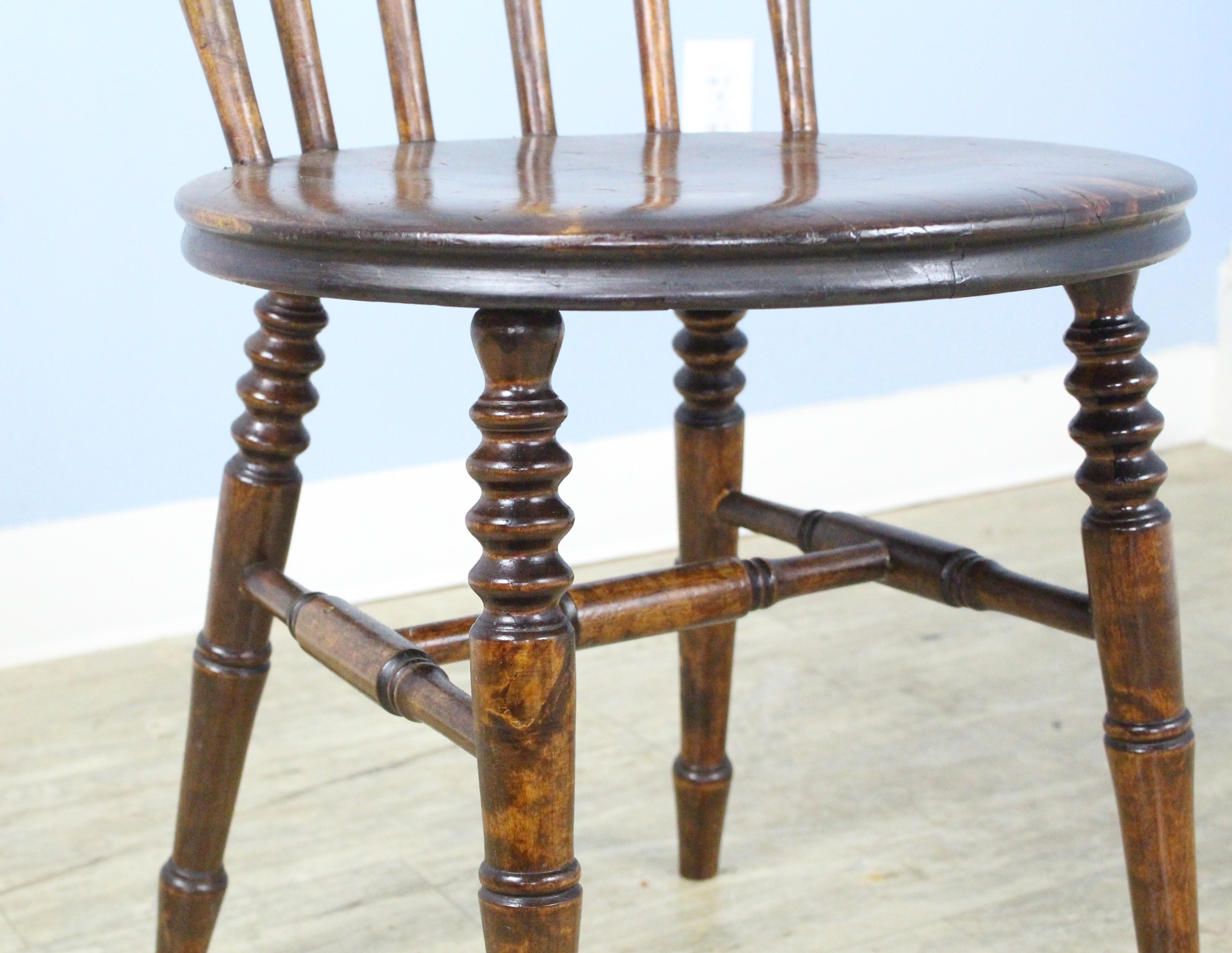 Set of Eight Scottish Fruitwood Penny Round Kitchen Chairs 5