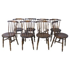 Set of Eight Scottish Fruitwood Penny Round Kitchen Chairs