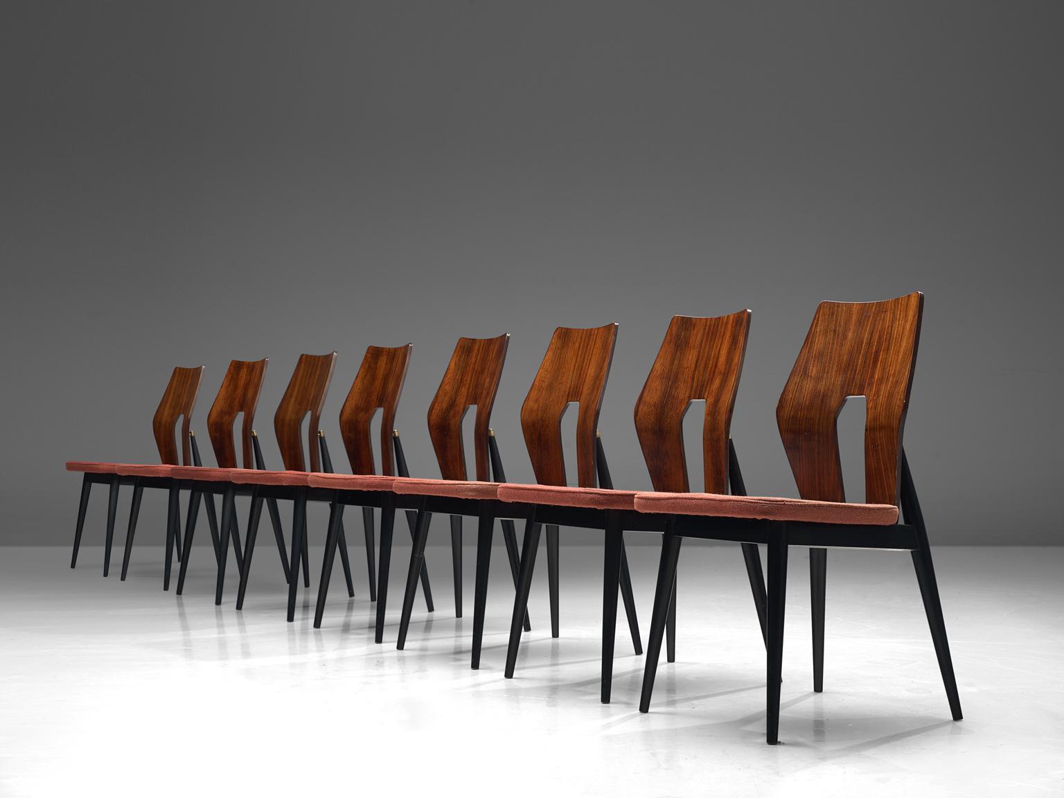 Mid-Century Modern Set of Eight Sculpted Rosewood Dining Chairs by Meredew, 1960s