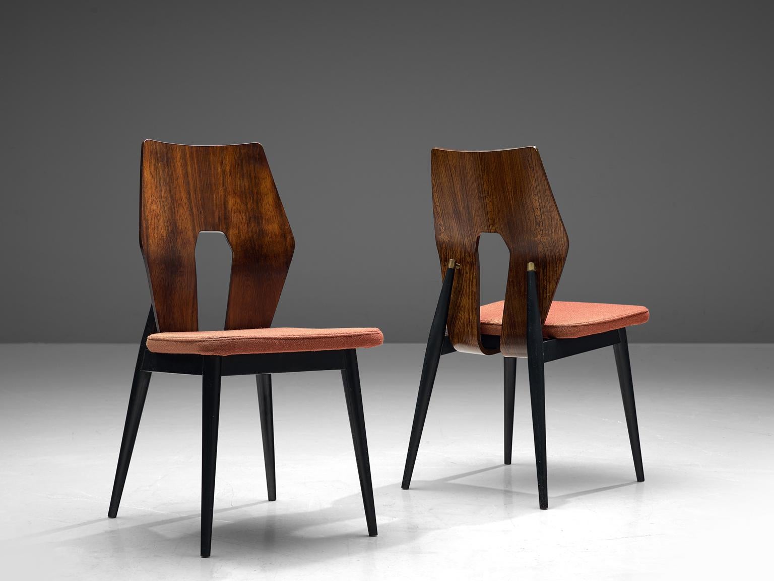 British Set of Eight Sculpted Rosewood Dining Chairs by Meredew, 1960s