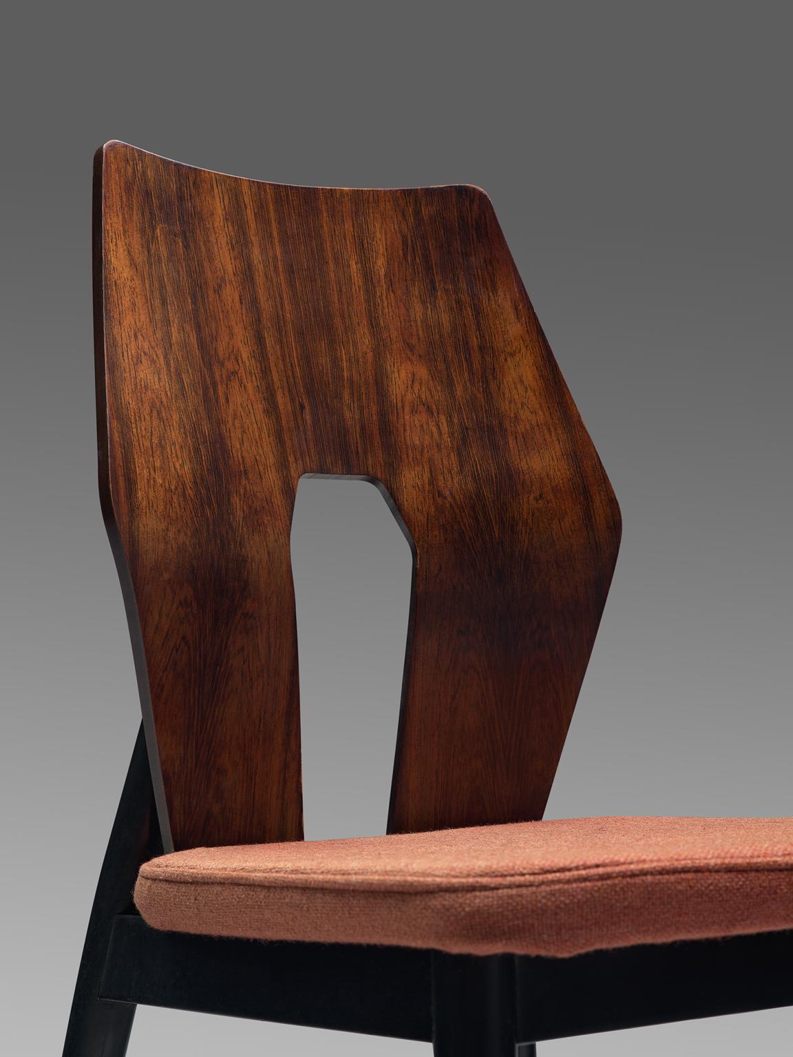 British Set of Eight Sculpted Rosewood Dining Chairs by Meredew, 1960s