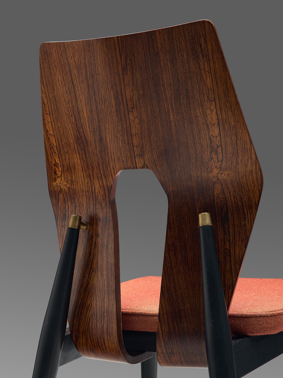 Set of Eight Sculpted Rosewood Dining Chairs by Meredew, 1960s In Good Condition In Waalwijk, NL