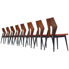 Set of Eight Sculpted Rosewood Dining Chairs by Meredew, 1960s