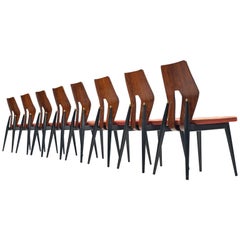 Vintage Set of Eight Sculpted Rosewood Dining Chairs by Meredew, 1960s