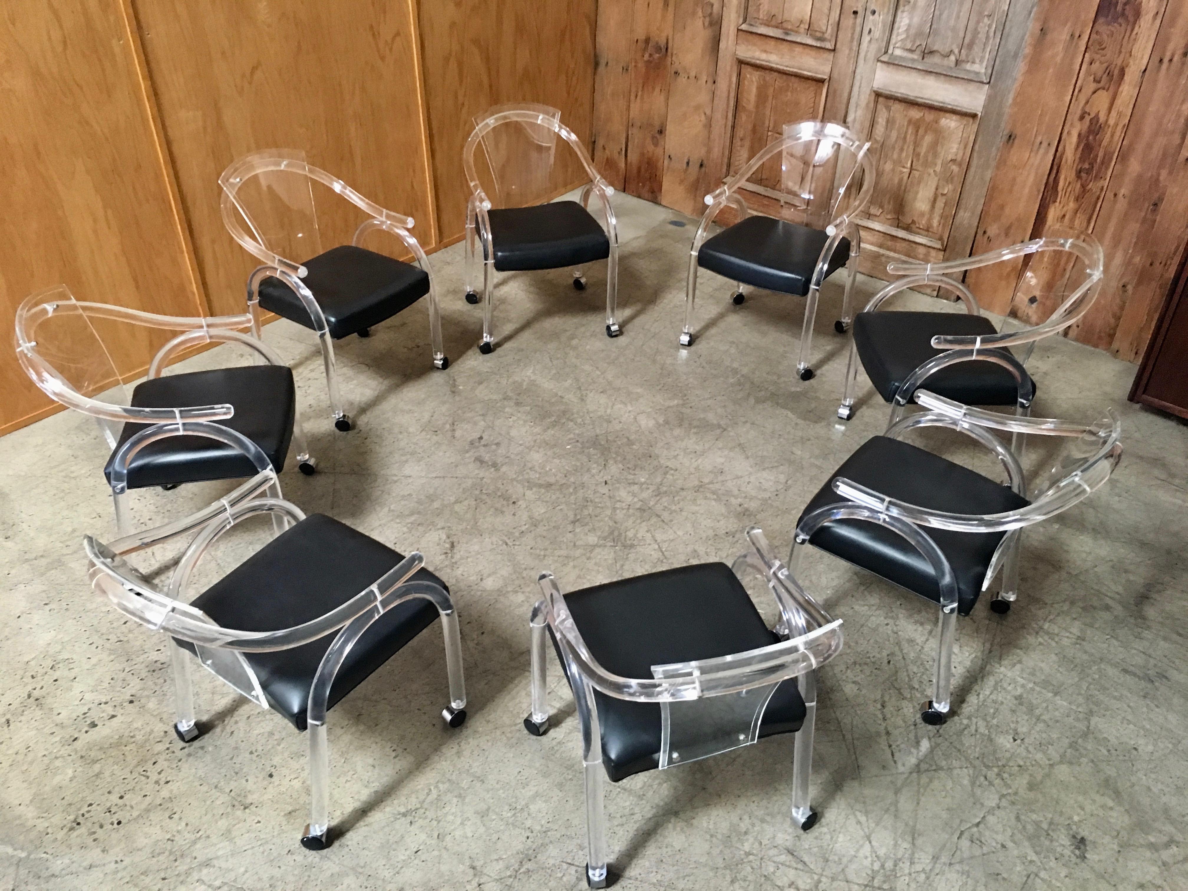 Set of Eight Sculptural Lucite Dining Chairs 5