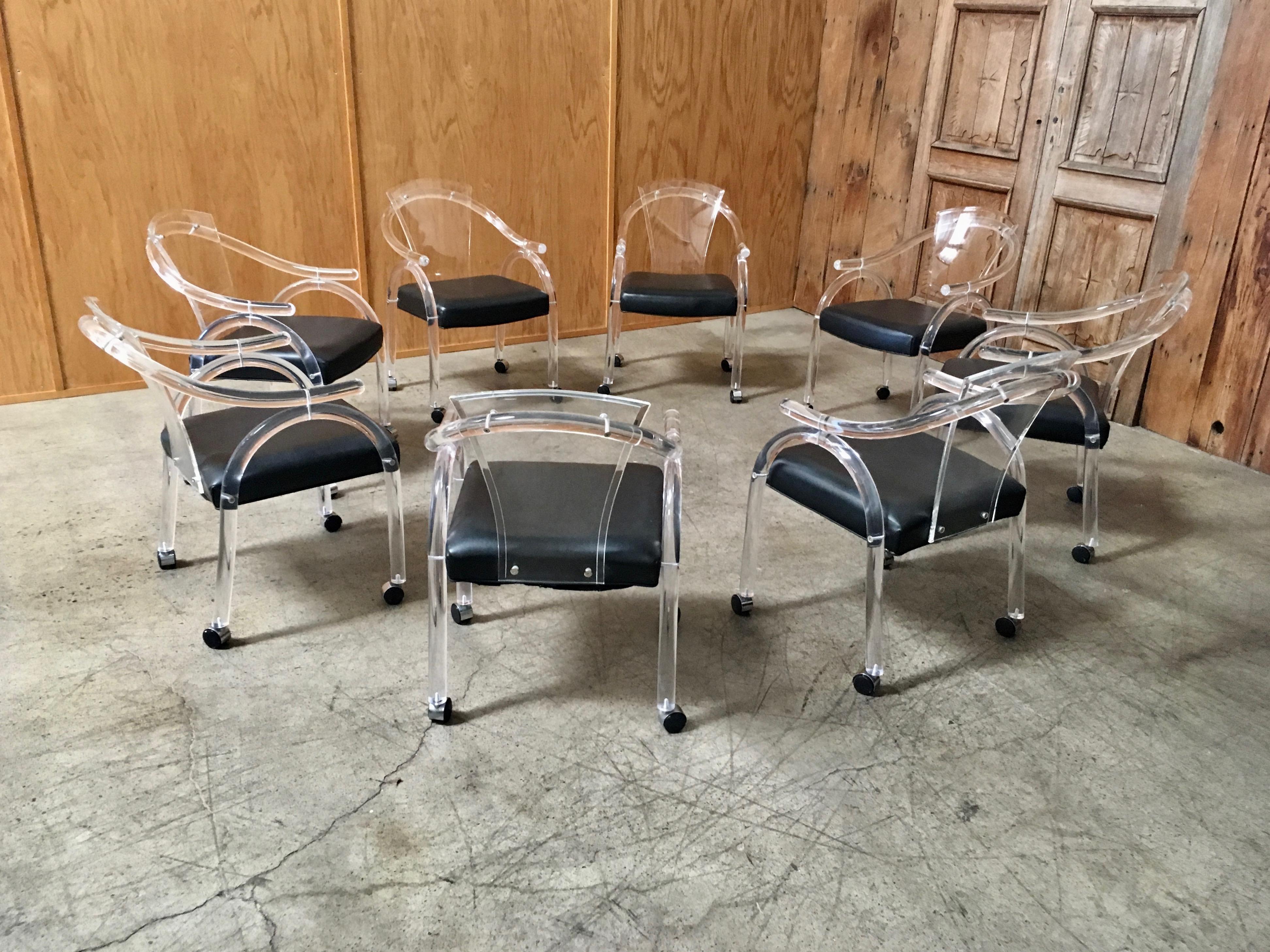 Set of Eight Sculptural Lucite Dining Chairs 6