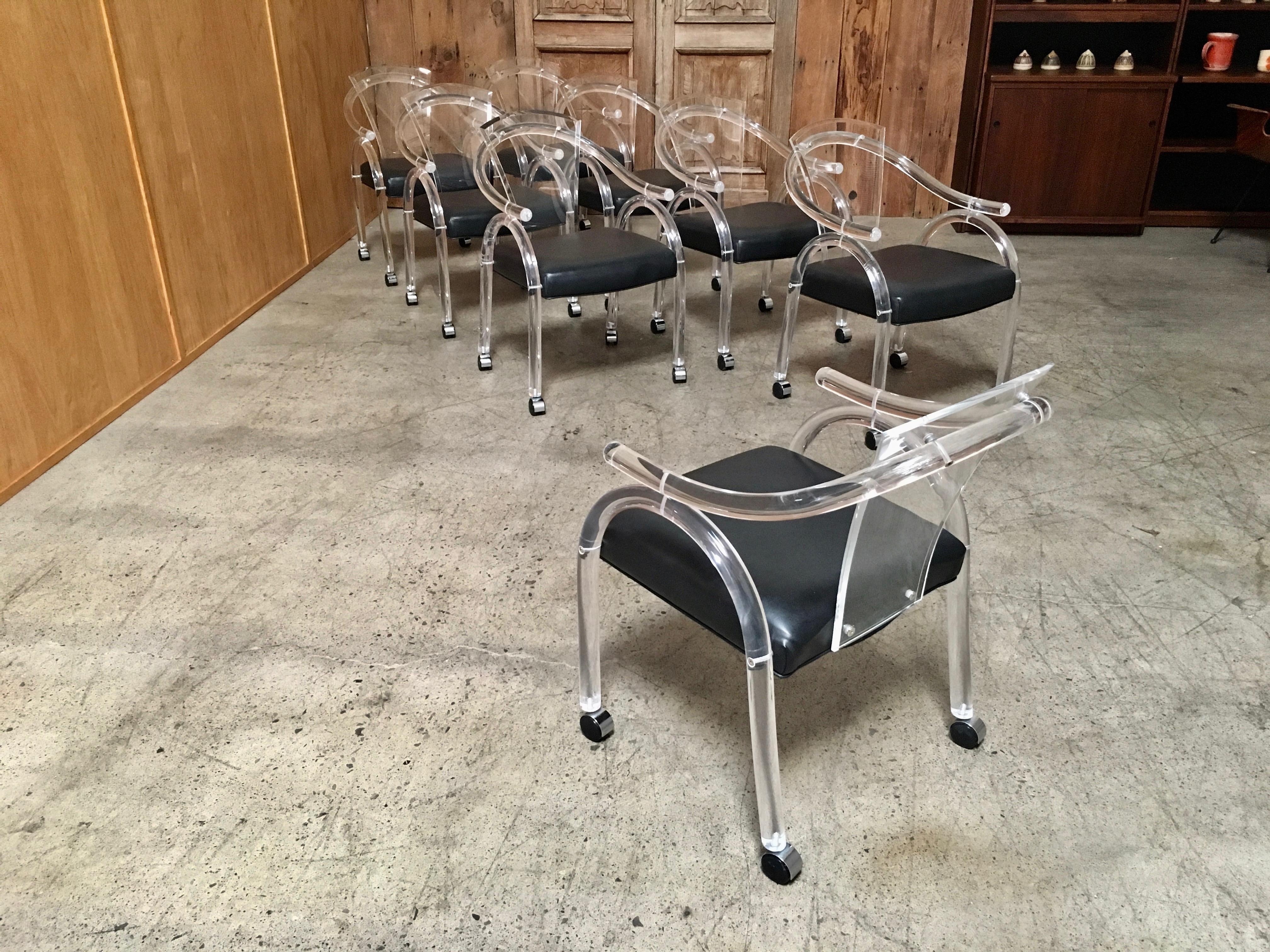 20th Century Set of Eight Sculptural Lucite Dining Chairs