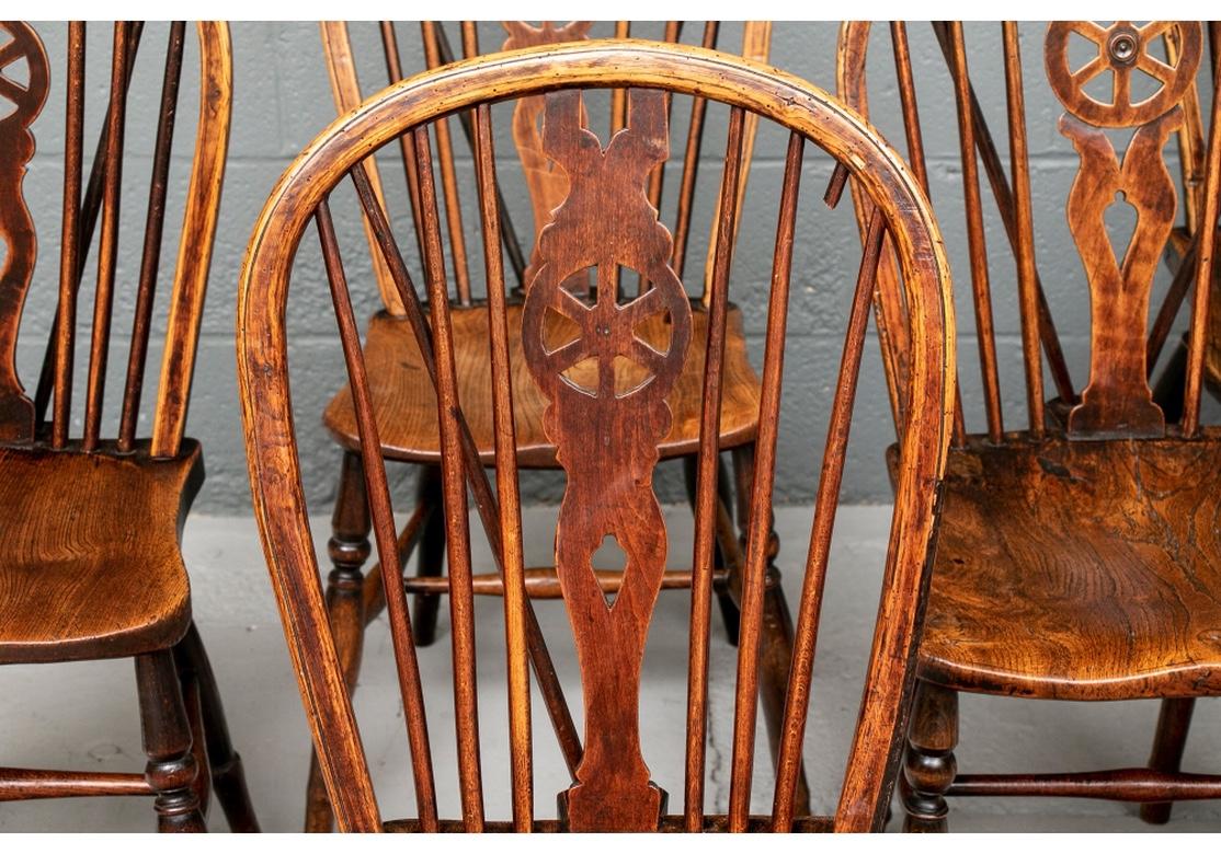 Set of Eight Semi-Antique Wheel Back Windsor Chairs 3