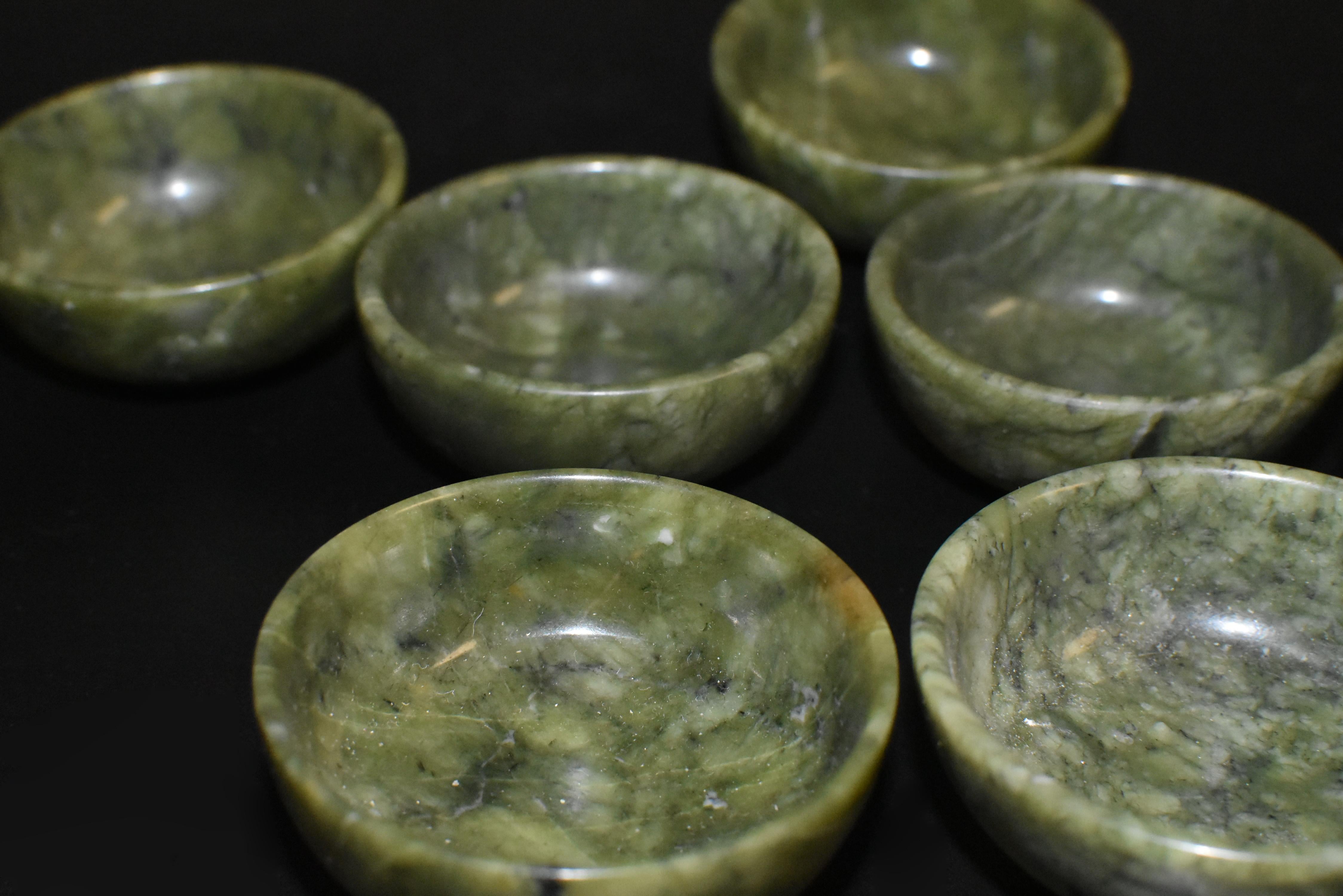 Set of Eight Serpentine Teacups Gemstone Bowls 2