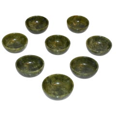 Set of Eight Serpentine Teacups Gemstone Bowls