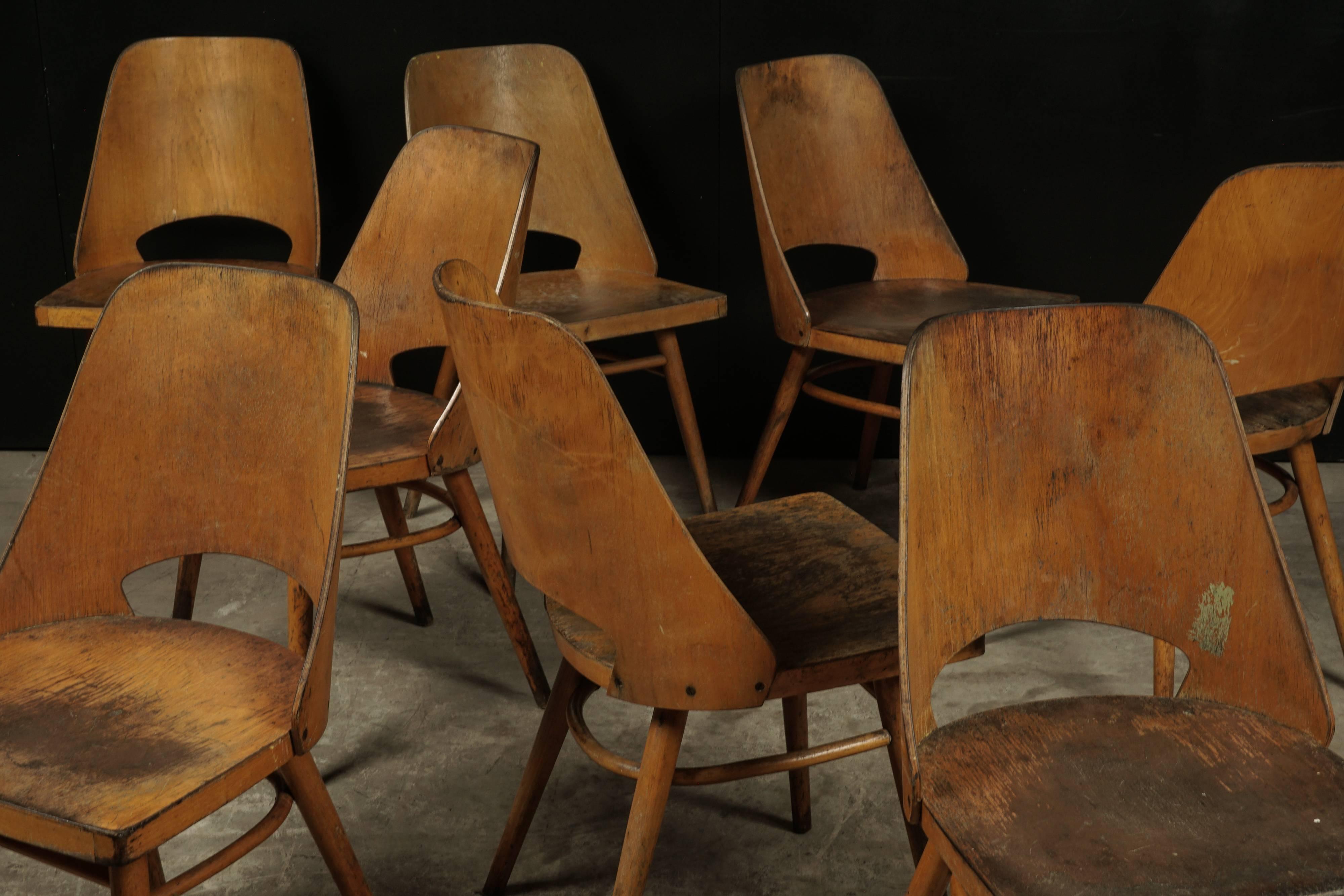 Mid-20th Century Set of Eight Shell Chairs from Czech Republic, circa 1960
