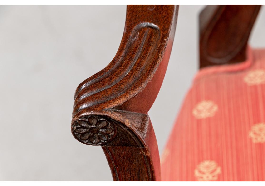 20th Century Set Of Eight Sheraton Style Carved Shield Back Dining Chairs For Sale