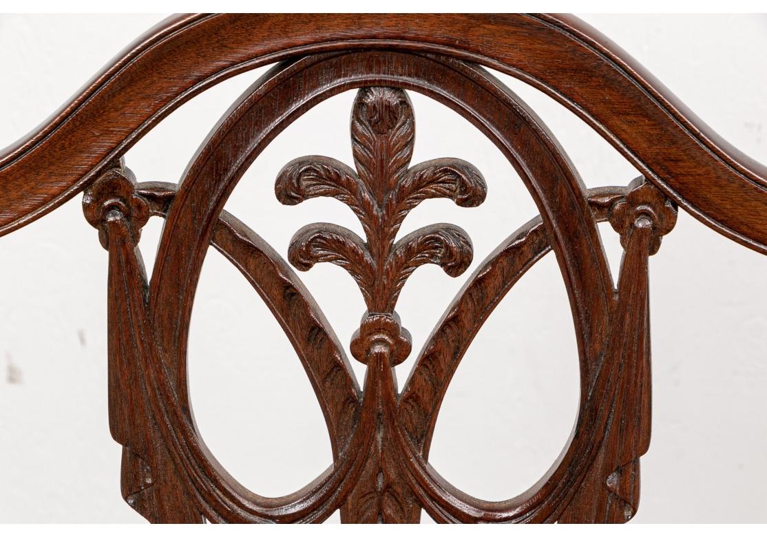 Set Of Eight Sheraton Style Carved Shield Back Dining Chairs For Sale 2