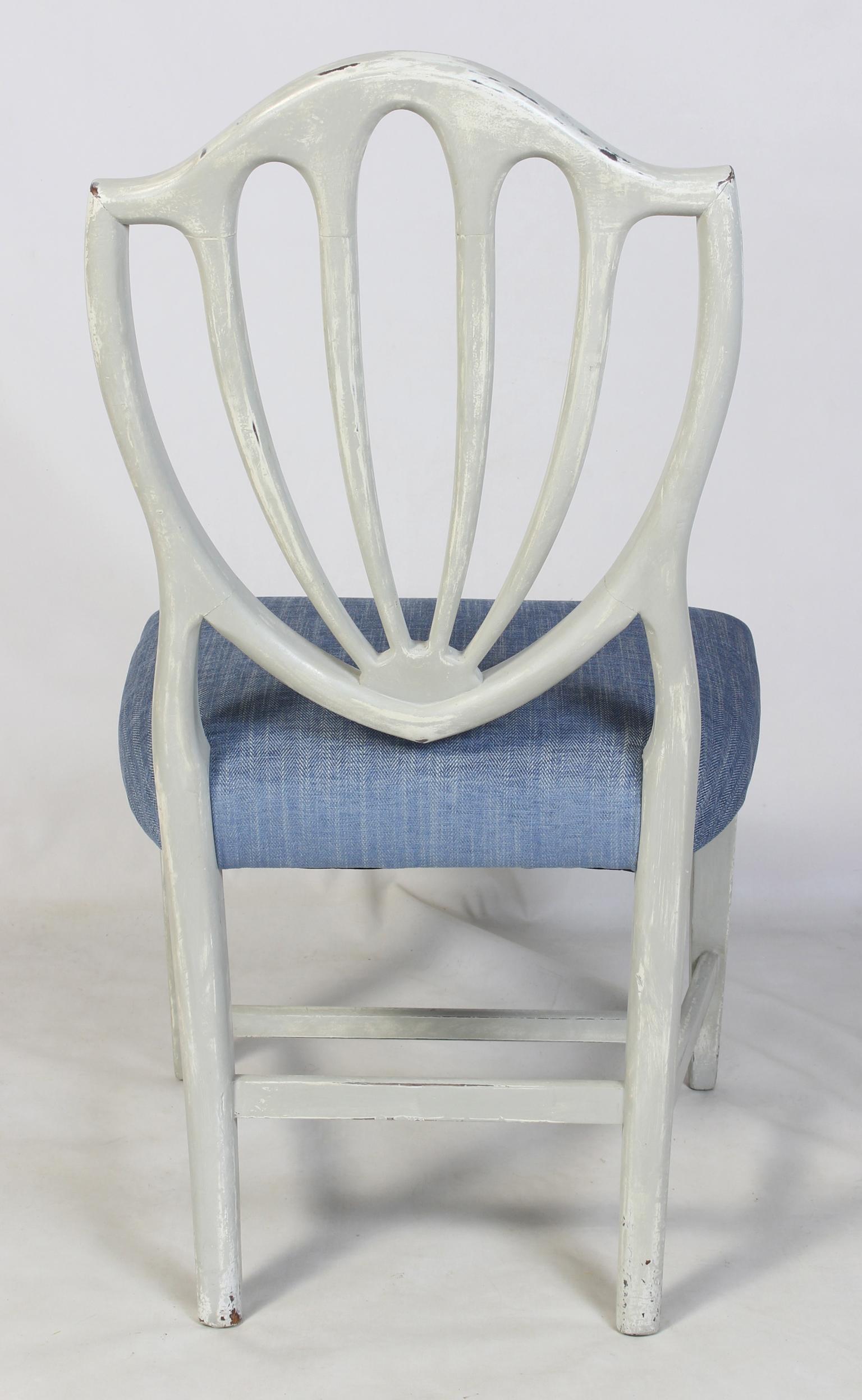 Set of Eight Shield Back Painted Dining Chairs 5