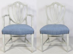 Set of Eight Shield Back Painted Dining Chairs