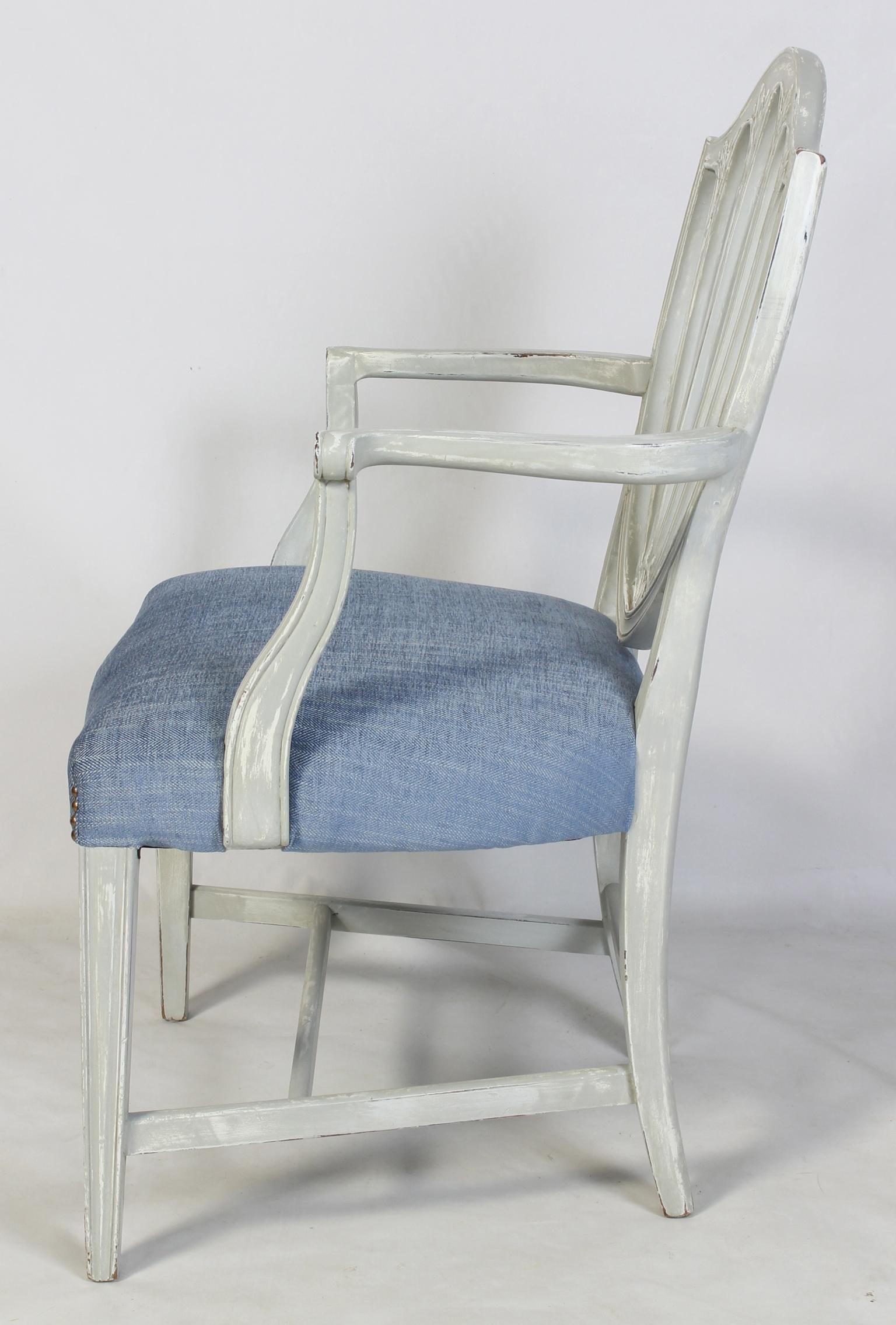 Mid-20th Century Set of Eight Shield Back Painted Dining Chairs
